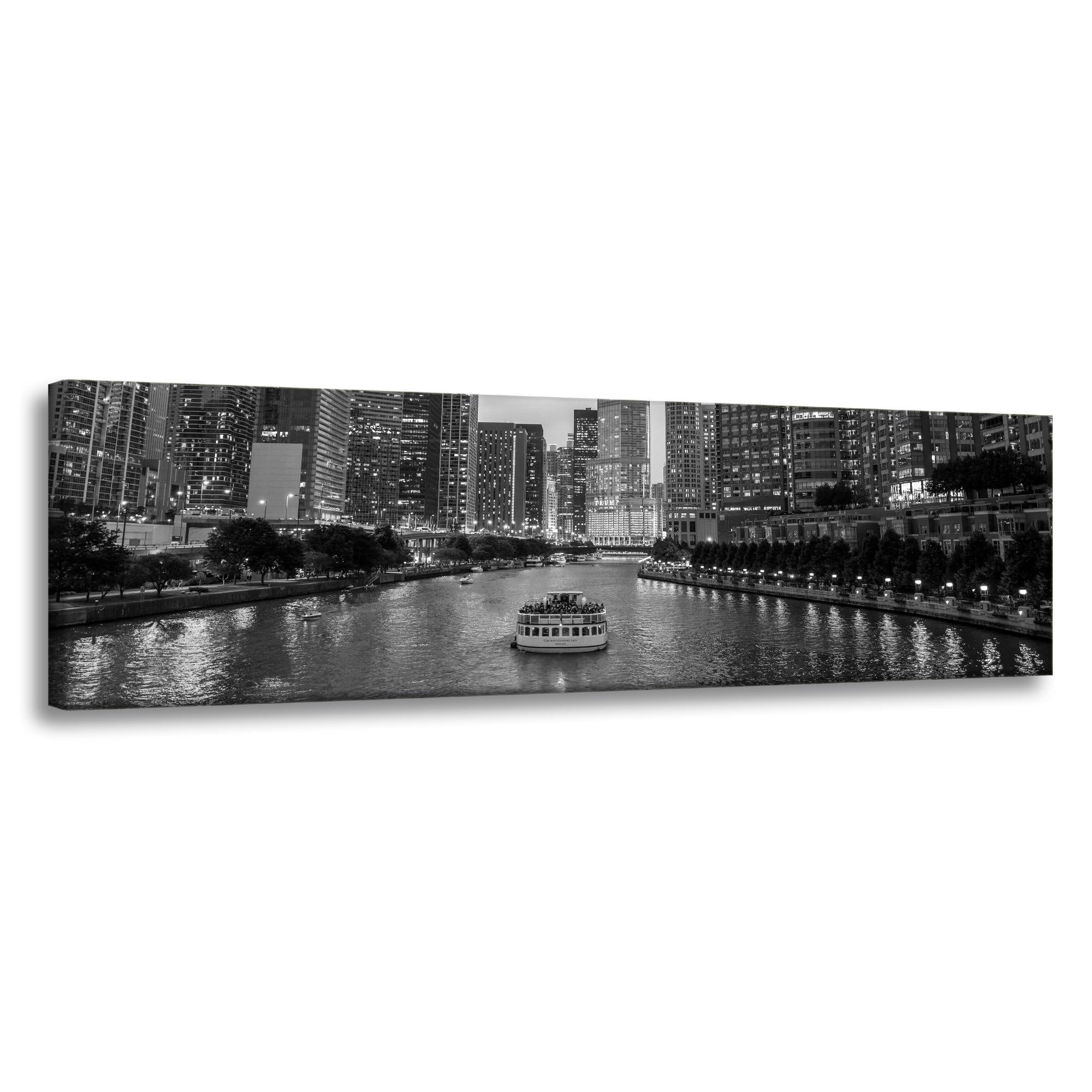 GP TONER Quadro su tela Architettura Chicago bianco e nero 150X50 cm