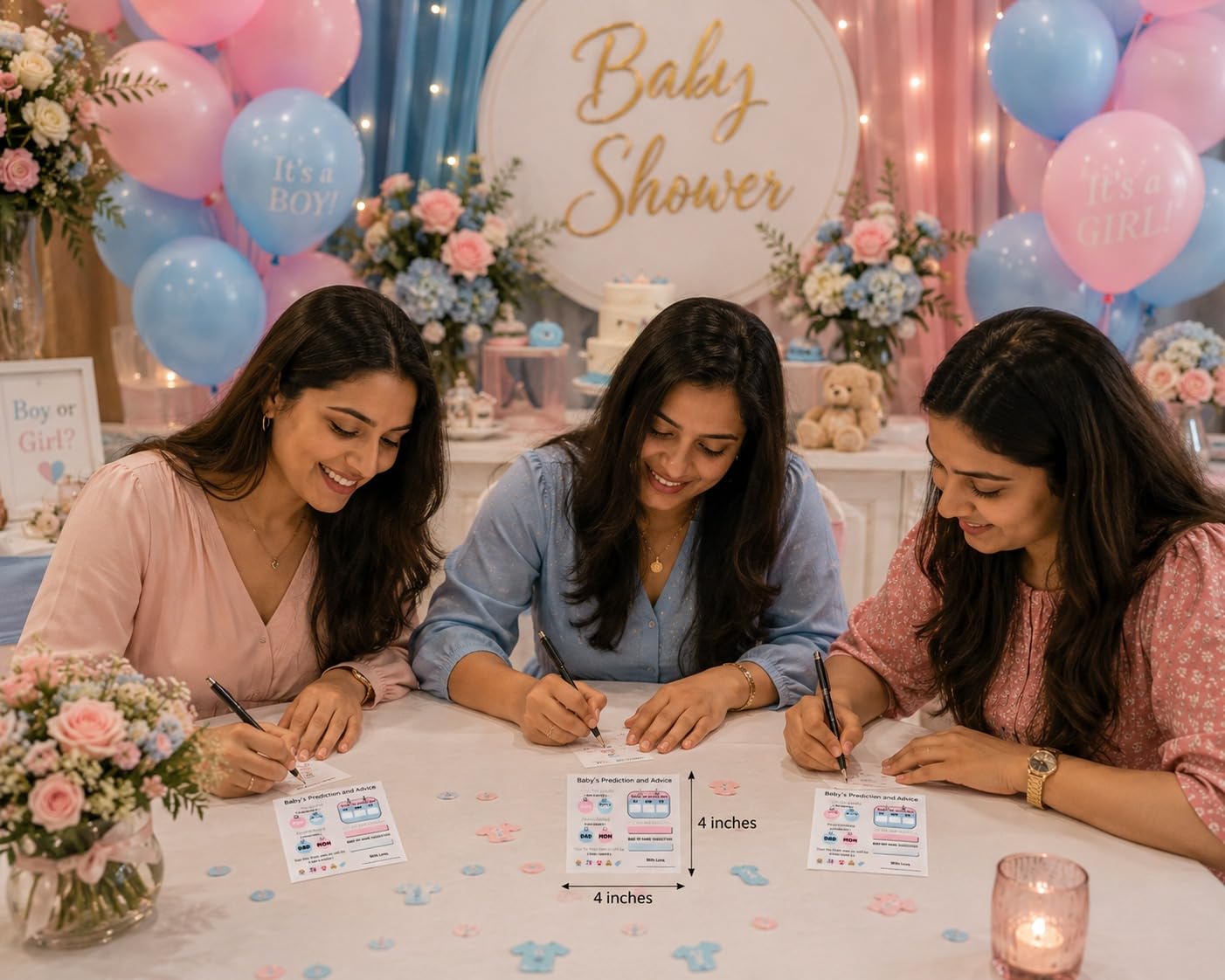 The Decor Cycle, Pack of 20 cards, Baby Shower Decoration Items Gift Cards for Games Wishes Baby Prediction, advice and Name Suggestion Cards Family Members, 4x4 Inches 3