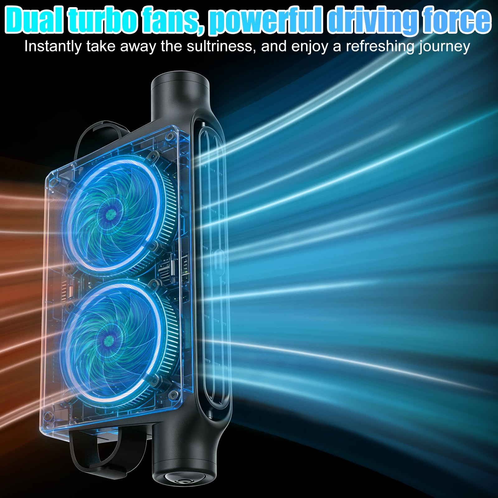Ventilatore per Auto con Doppio Turbo, Ventola di Raffreddamento per Auto Regolabile con 3 velocità, Ventola di Raffreddamento Portatile per Sedile Auto per SUV, Camion, Berlina