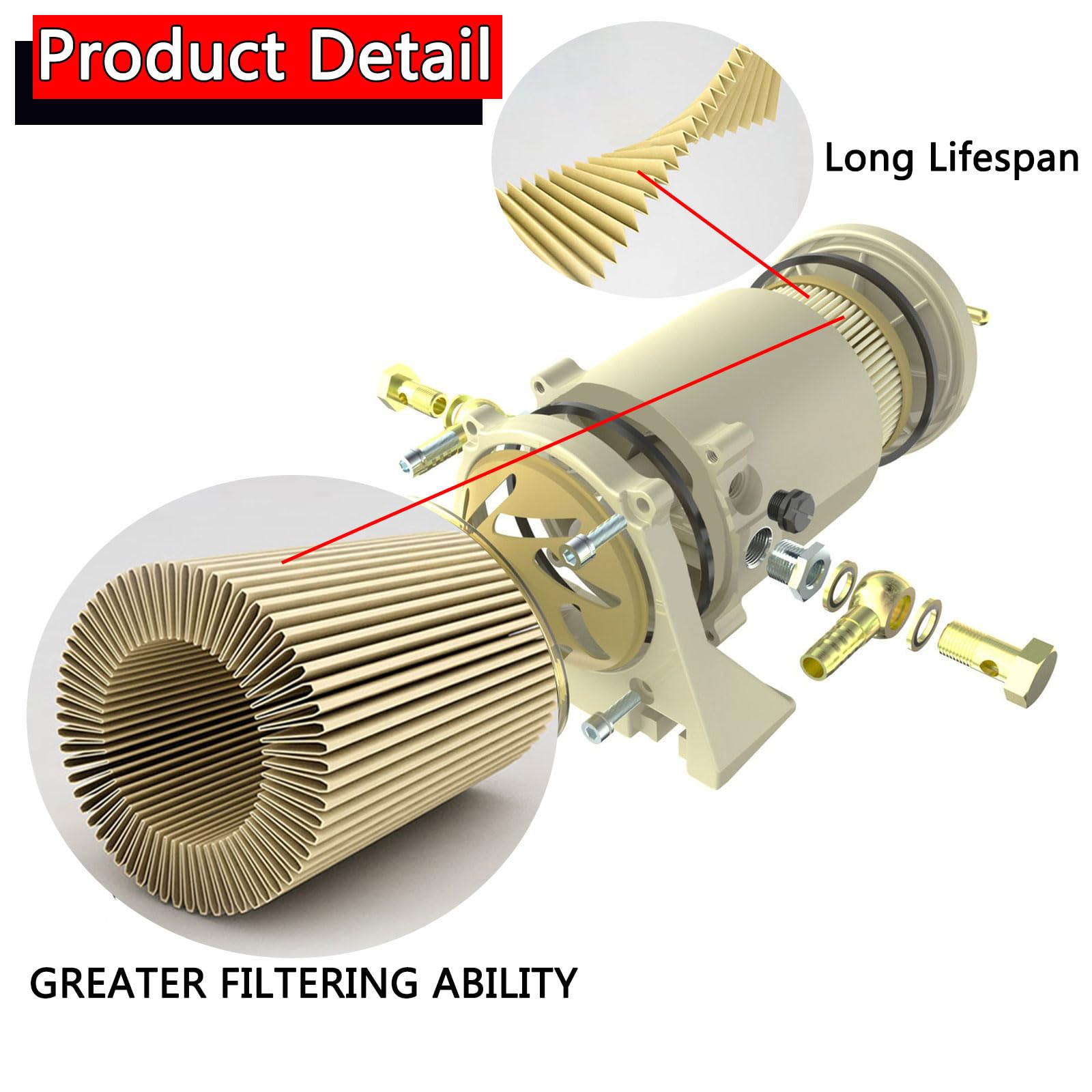 Common Rail System Protection PEIYAOTCO 500FG Diesel Fuel Filter ...