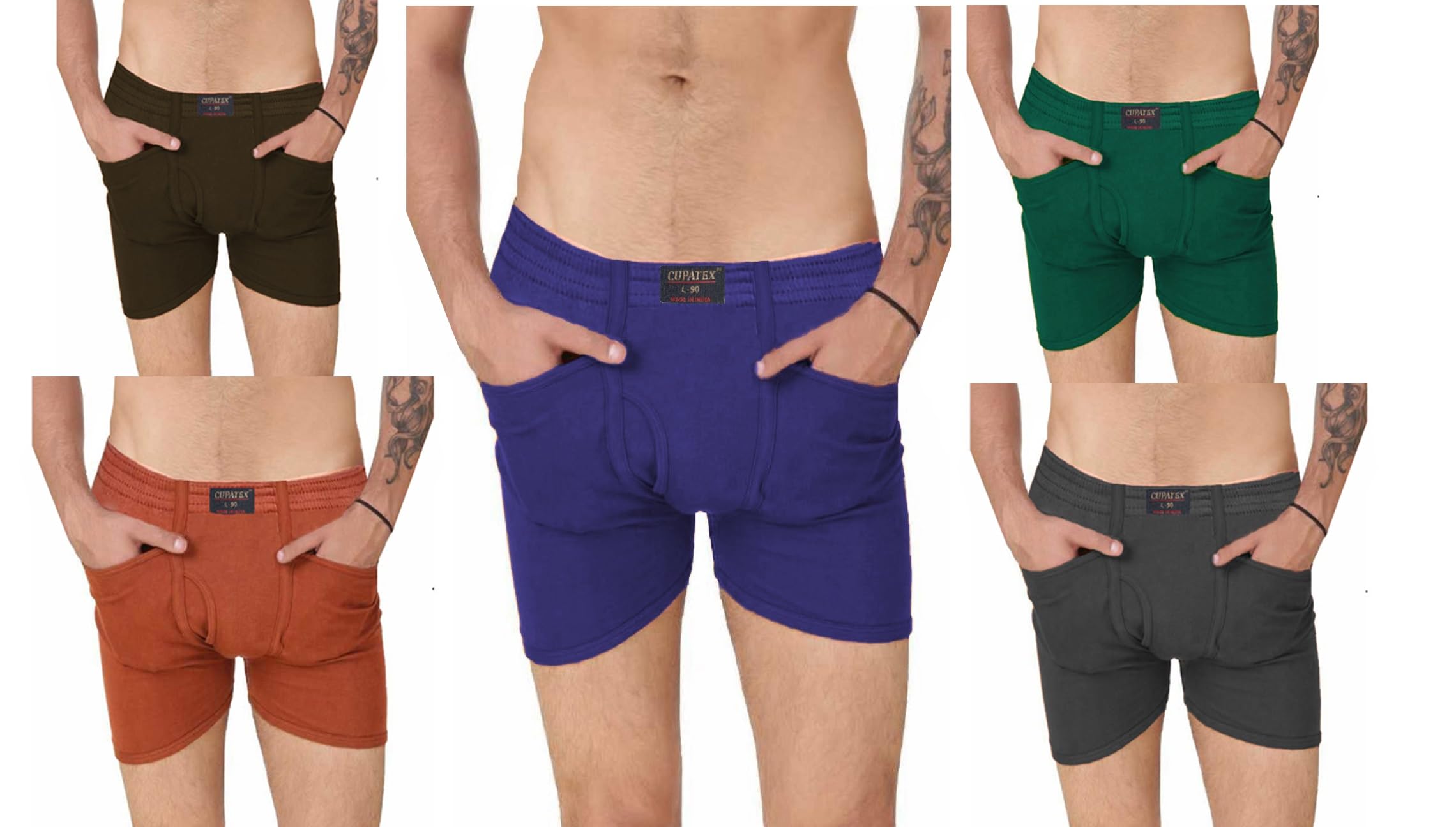 CupatexMens Multicolour Cotton Pocket Underwear Pack of 5