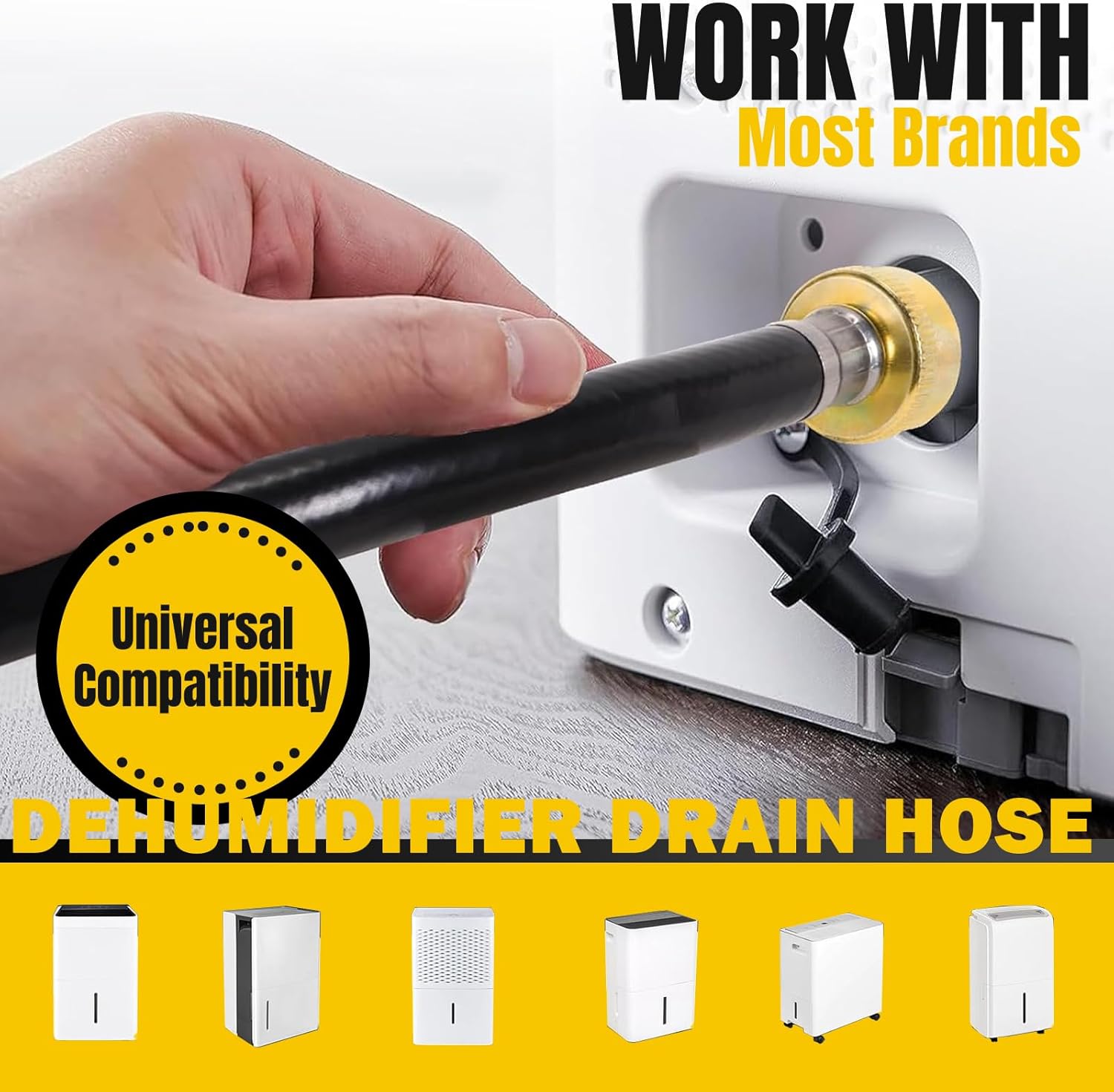 (7つの長さオプション)5フィートの除湿機排水ホース、3/4インチのFHT漏れ防止および防錆コネクタ付き、ポータブルAC絡まない厚み