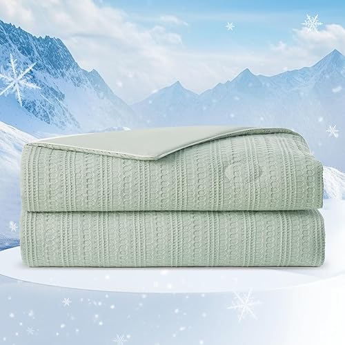 Amélie Home Waffle Cooling Comforter Twin Size, Q-Max 0.45 Reversible Lightweigh