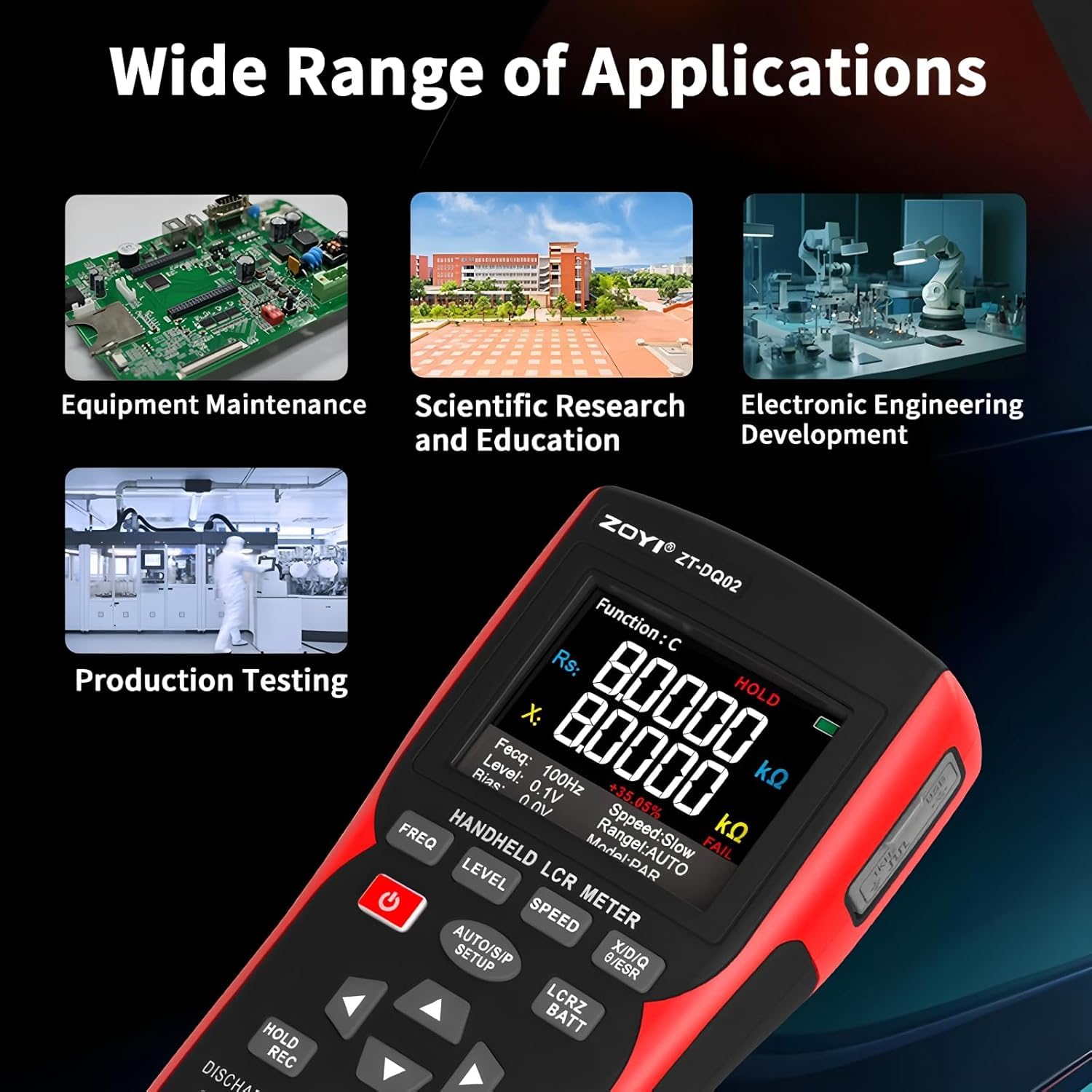LCR Messgerät Handheld Digital Bridge Batterie Innenwiderstand Tester DQ02-2-in-1 Hochpräziser Kapazitäts- und Batterietester (DQ02 KitII)