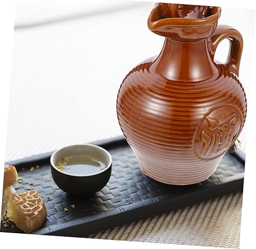 Miniatura 9 de YARNOW Dispensador de jarra de arcilla, botellas vacías para bebidas, dispensador de jarra de agua, contenedor de vino, botella de servir, jarra de