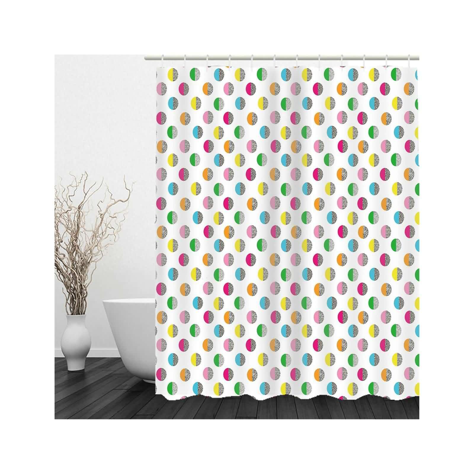 Cortinas De Baño Grandes Ducha Tela Punto Onda Circular Infantiles Impermeable 220x180cm