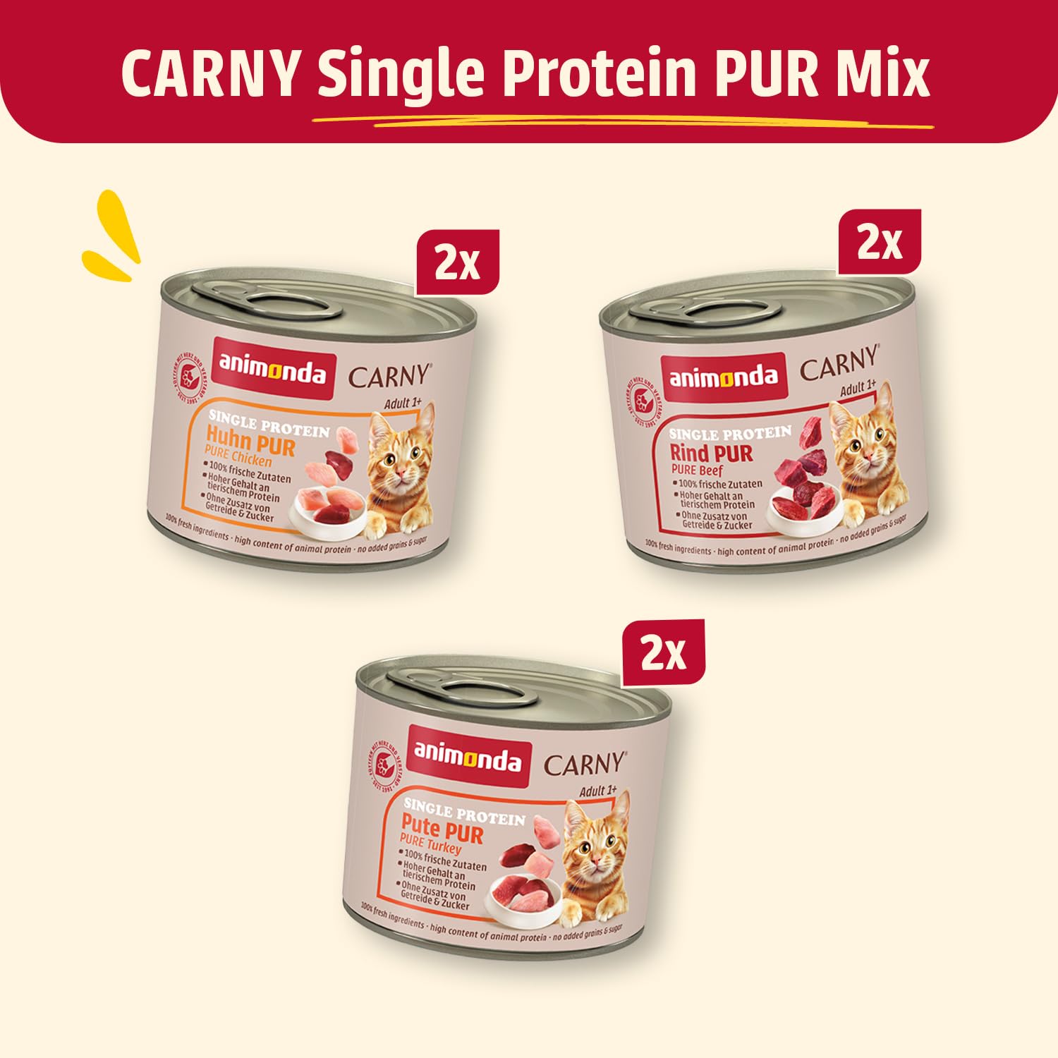 animonda Carny Adult Katzen Nassfutter Single Protein Mix Pur (6 x 200g) – Ansicht 3