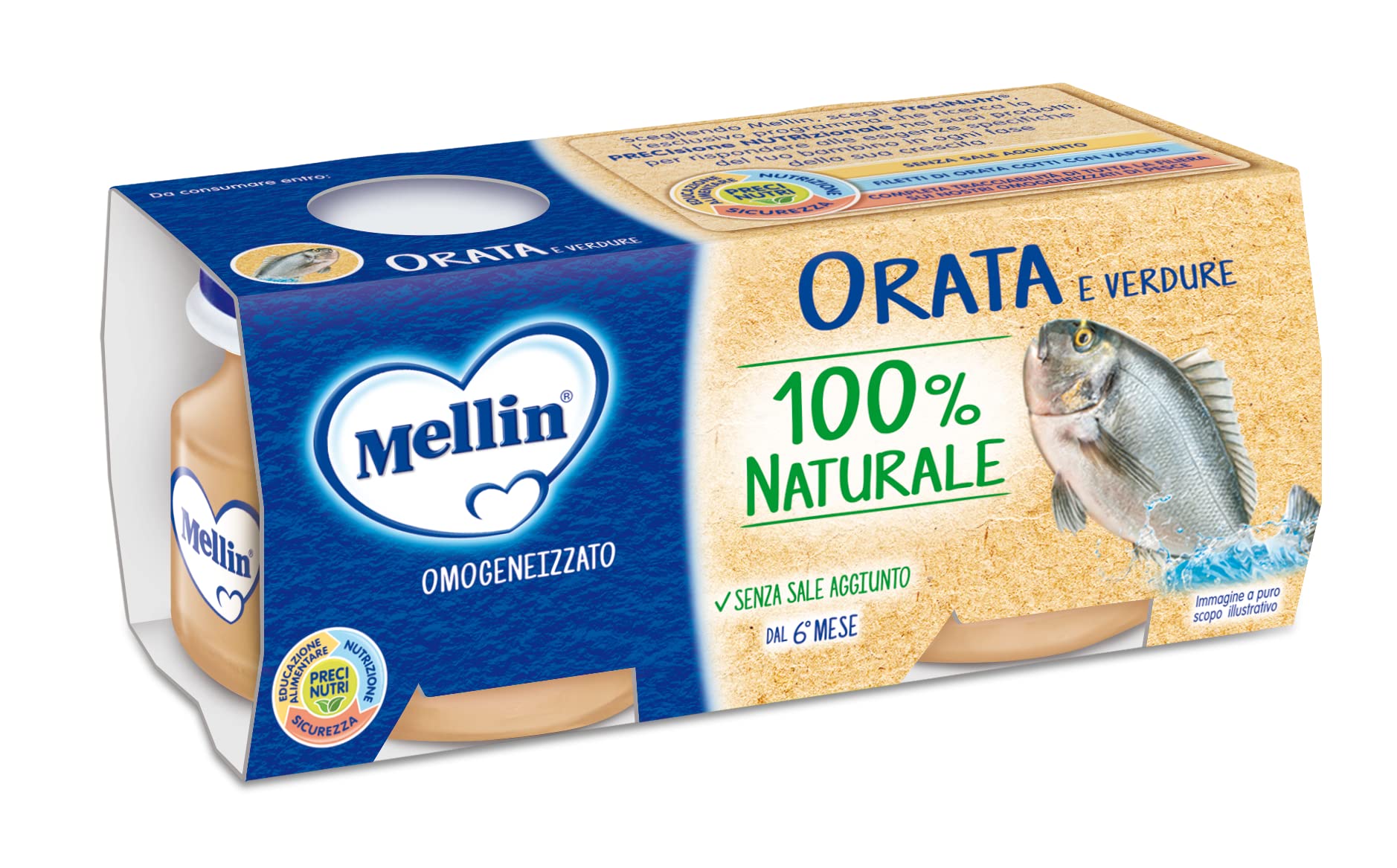 12 Omogeneizzati Pesce con Verdure, 100% Naturale, 8 x 80 g Platessa, 8 x 80 g Orata e 8x 80 g Spigola - 24 Vasetti x 80 g