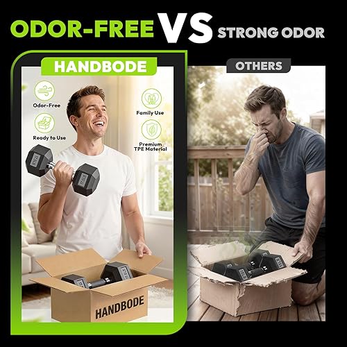 Miniatura 3 de Juego de mancuernas hexagonales con estante, mancuernas de goma de 150 a 400 libras para entrenamiento de fuerza, ejercicio y fitness, juego de