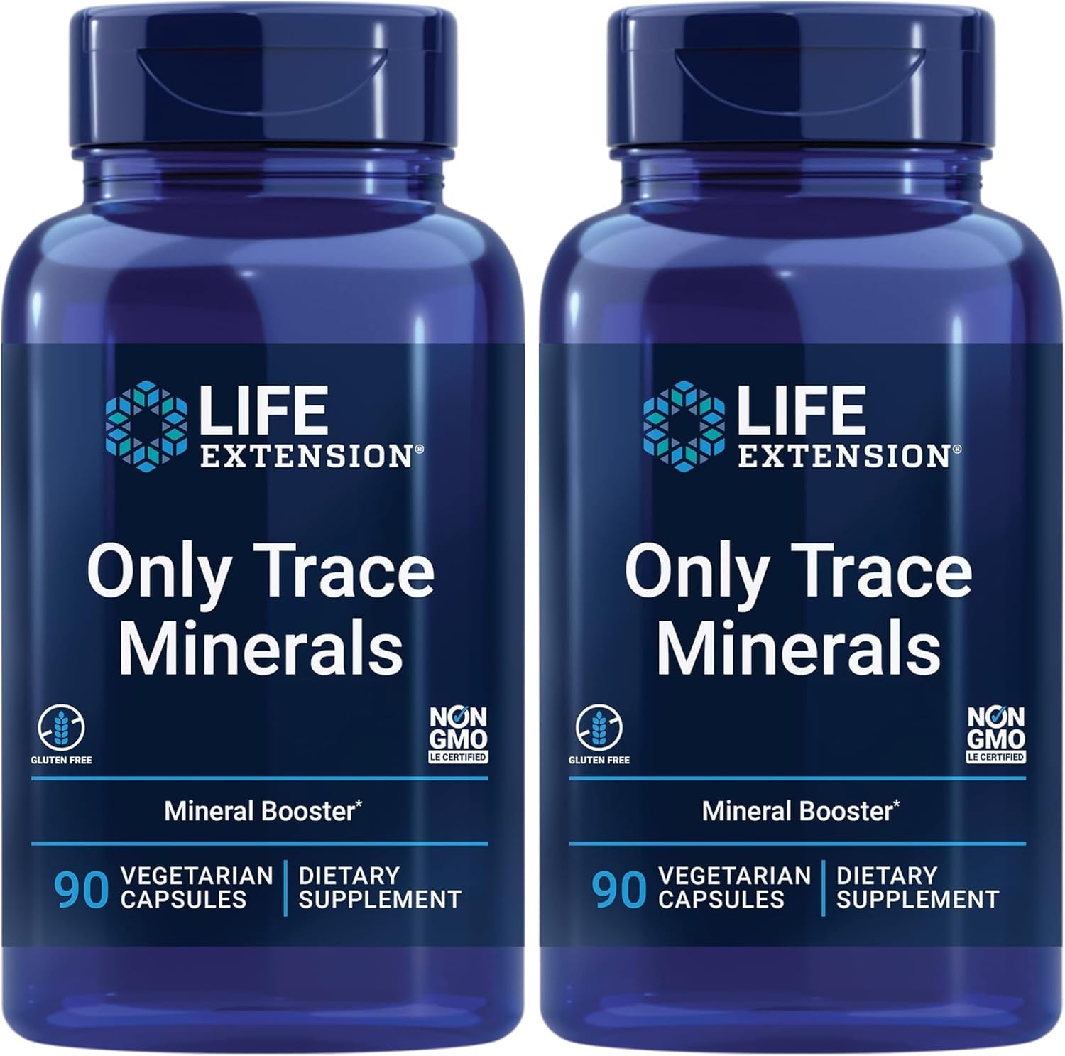 Life Extension Only Trace Minerals, a Daily dose of zinc, Chromium, Boron, Copper, Manganese, Vanadyl sulfate, Gluten-Free, Non-GMO, Vegetarian, 90 Capsules, (Pack of 2)