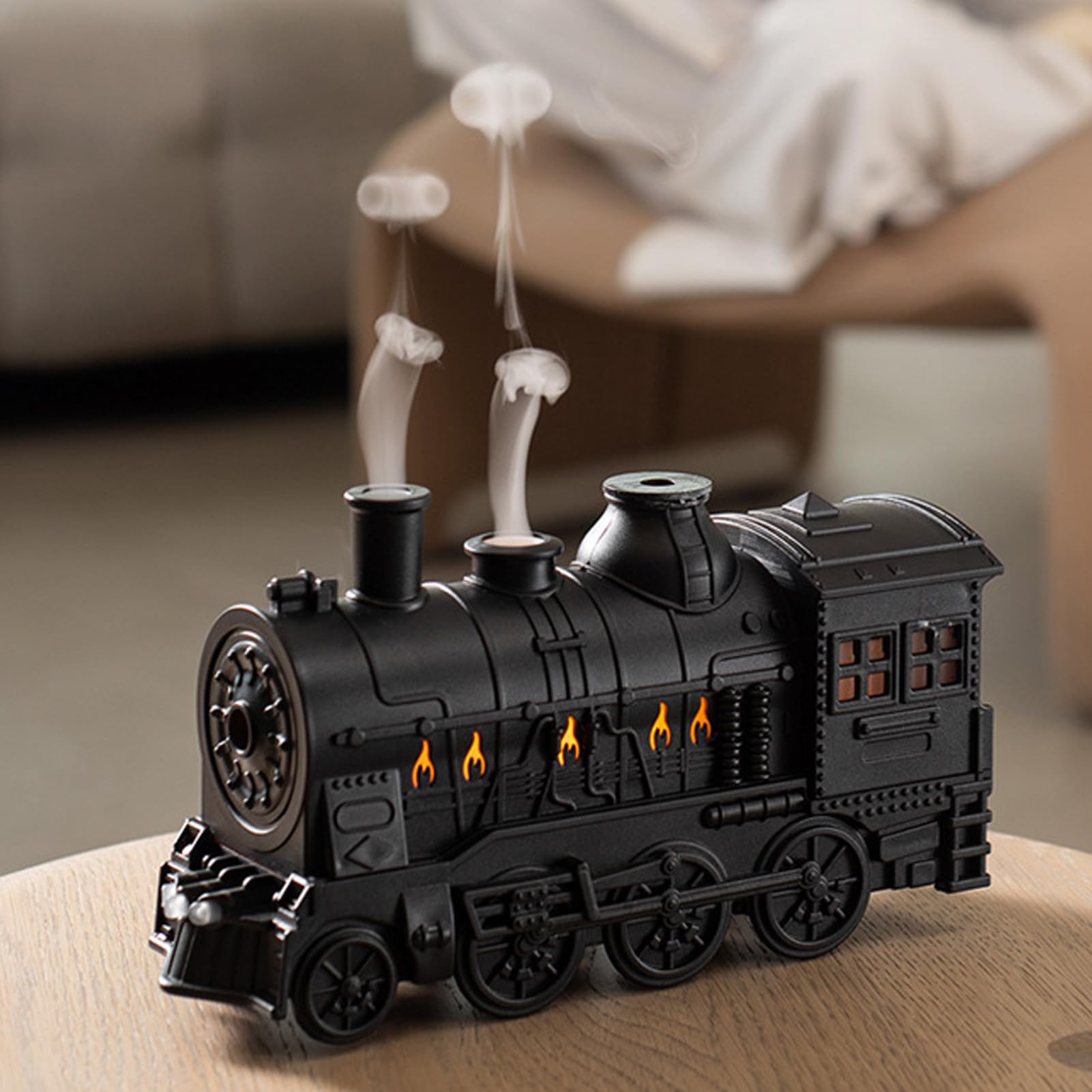 Humidificador en Forma de Tren con Niebla Fría, 2 Modos de (Negro)