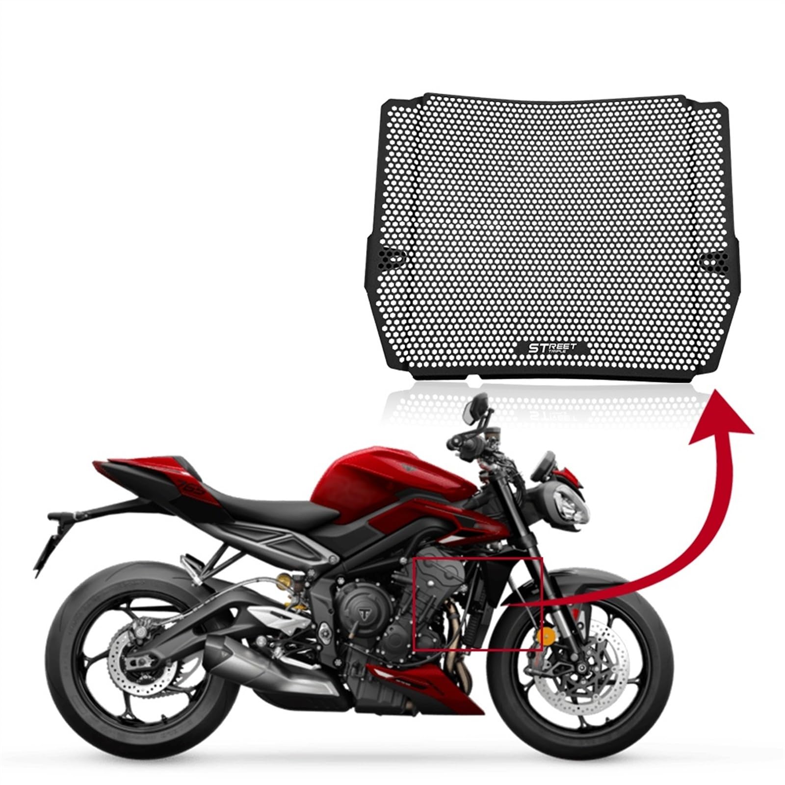 Accessoires de Moto Grille de radiateur Protection en Aluminium Compatible avec Street Triple 765 R/S/RS 765R 765S 765RS 2023-2024