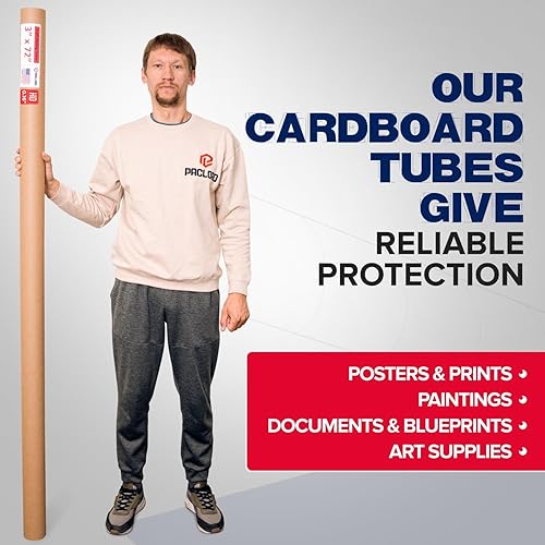 Miniatura 152 de Tubos de correo de papel kraft reforzado de 3 x 24 pulgadas, paquete de 4 tubos con 2 tapas cada uno, tubo de cartón fabricado en Estados Unidos