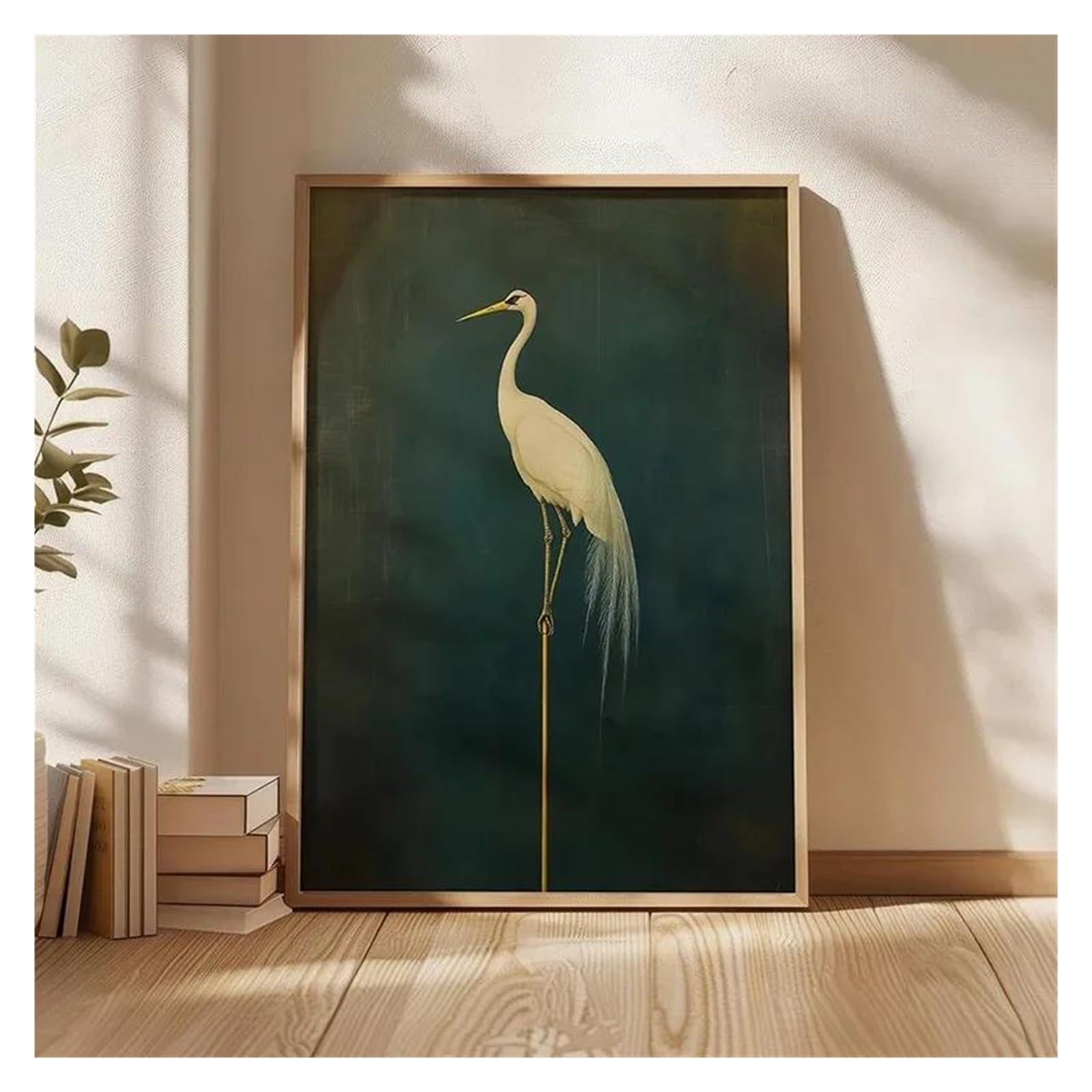 Byambd A Esthetic Pictures Flying Crane Print Vintage Style Birds Posters Japanese Crane Painting Canvas Wall Maximalist Rt Home Decor(,50X70cm)