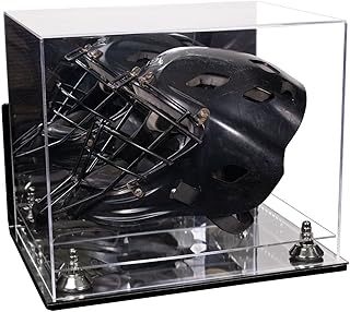 Better Display Cases Acrylic Catcher Mask Display Case with- Large Rectangle Box Mirror Case, Silver Risers, Wall Mount and Mirror Base 14.5