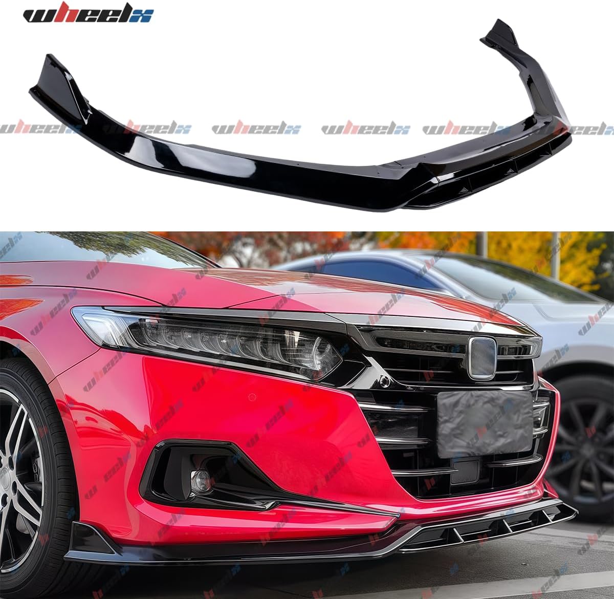 Front Lip Compatible with 2021-2022 Honda Accord 10.5th Gen, JDM Bumper Air Dam Lower Chin Spoiler Splitter Protection Body Kit (Glossy Black)