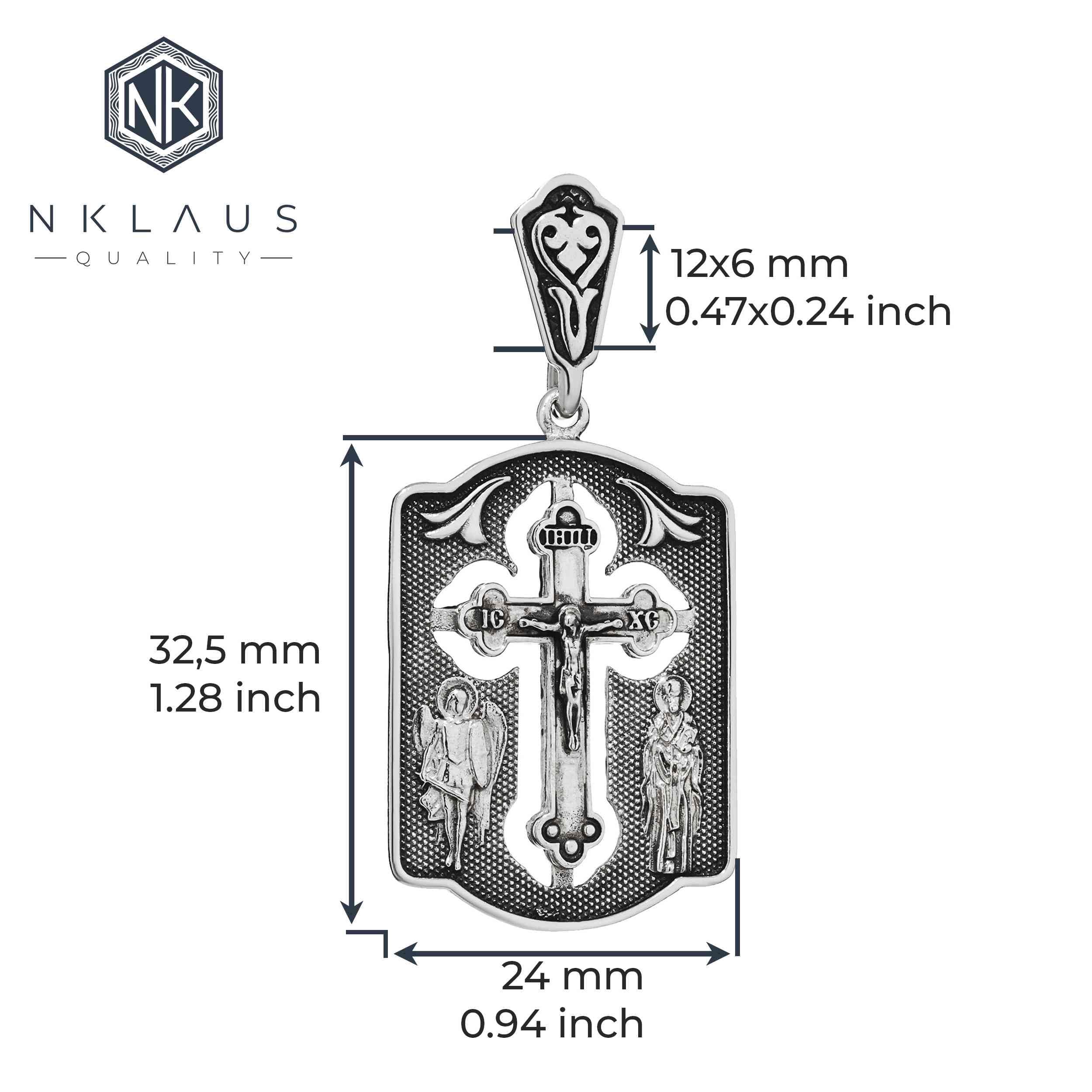 NKlaus Exquisiter Ikona zawieszka do łańcuszka ze srebra próby 925, krucyfiks, 32,5 x 24 mm, elegancja w szczegółach 15456, Srebro