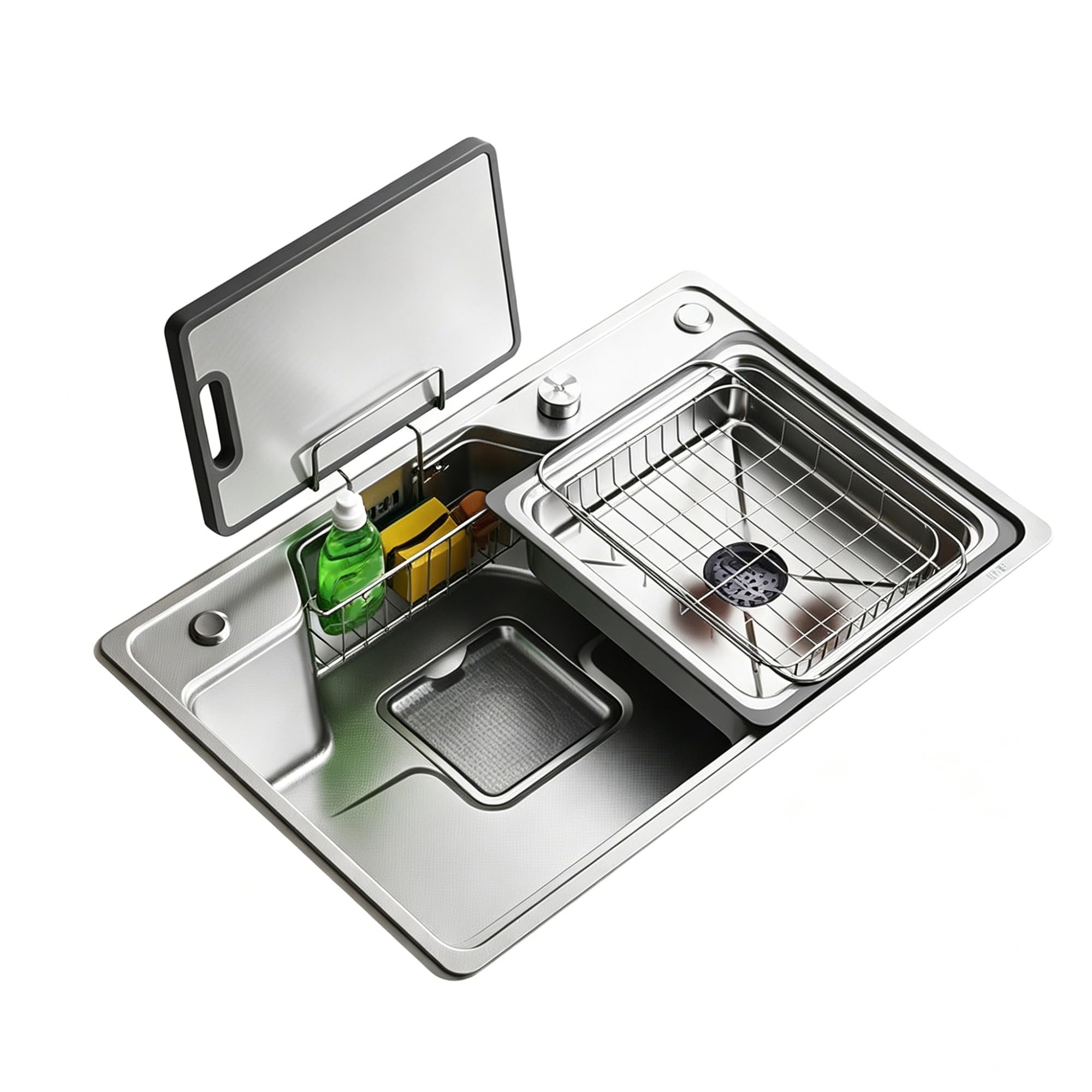 SC Kitchen Sink, Stainless Steel Single Bowl, with A Dish Rack, Suitable for Washing Vegetables Dishes(750mm)
