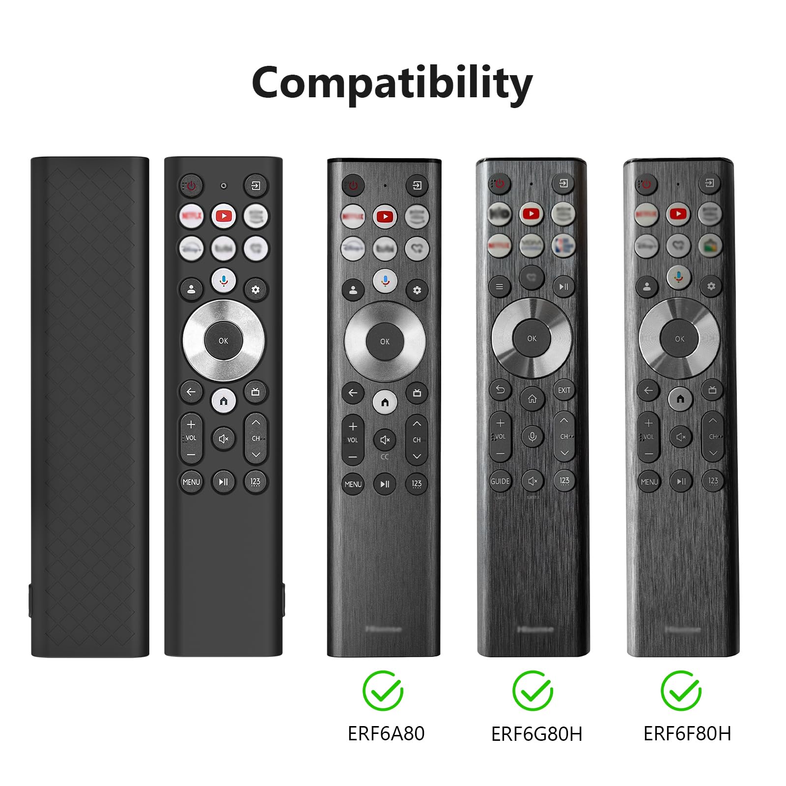 USTIYA SG Funda Control para Hisense Smart TV ERF6A80/ERF6G80H/ERF6F80H 85U88N Clase A7 U8 Series 4K para Google TV Control Remoto Case Silicone Remote Protection Cover Protector (Negro)