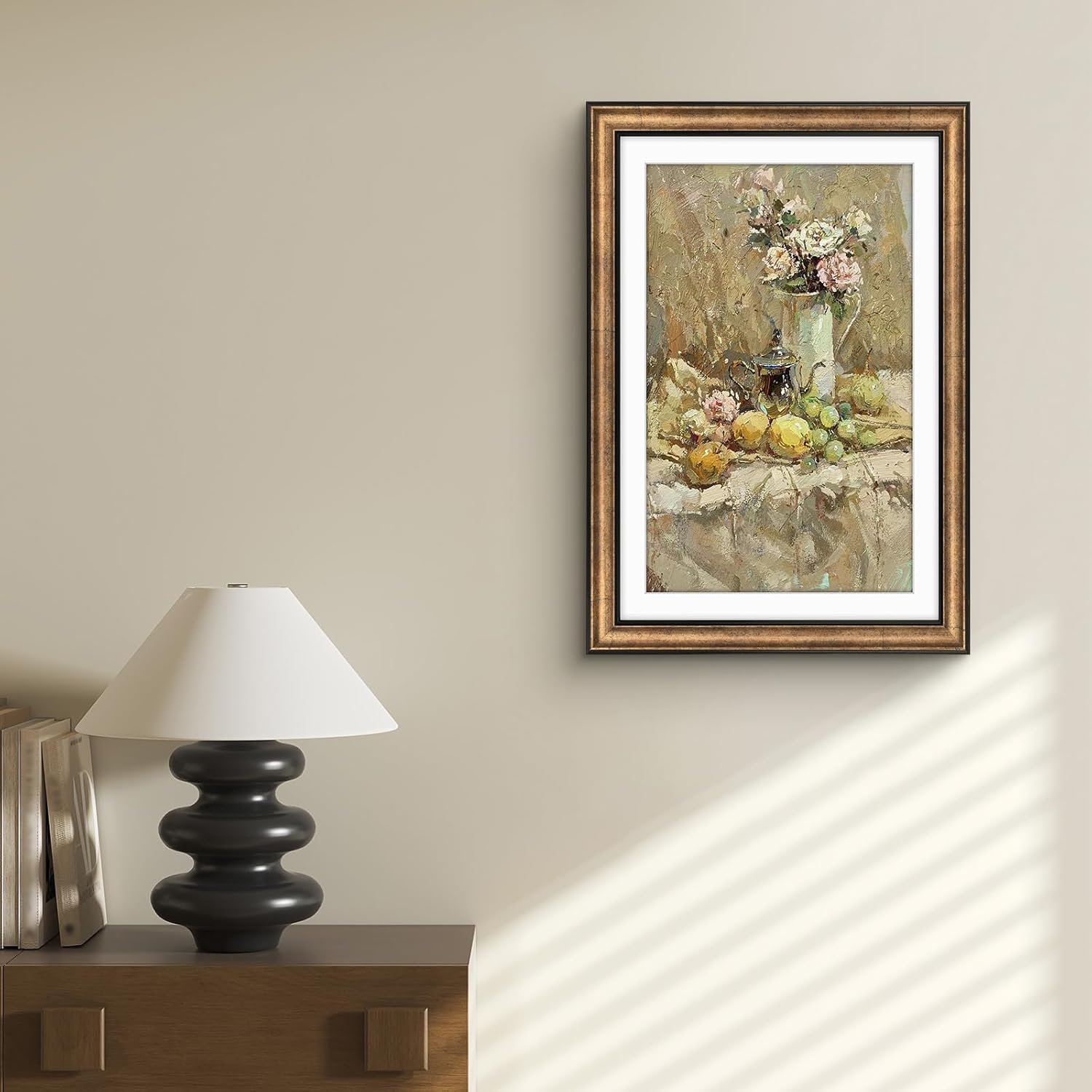 Golden State Art, 13x19 Photo Frame with Mat for Pictures 11x17 and Real Glass (Dark Gold Brown & Bronze Pewter Panel with White Color Mat, 1.25 Inch Frame Border)