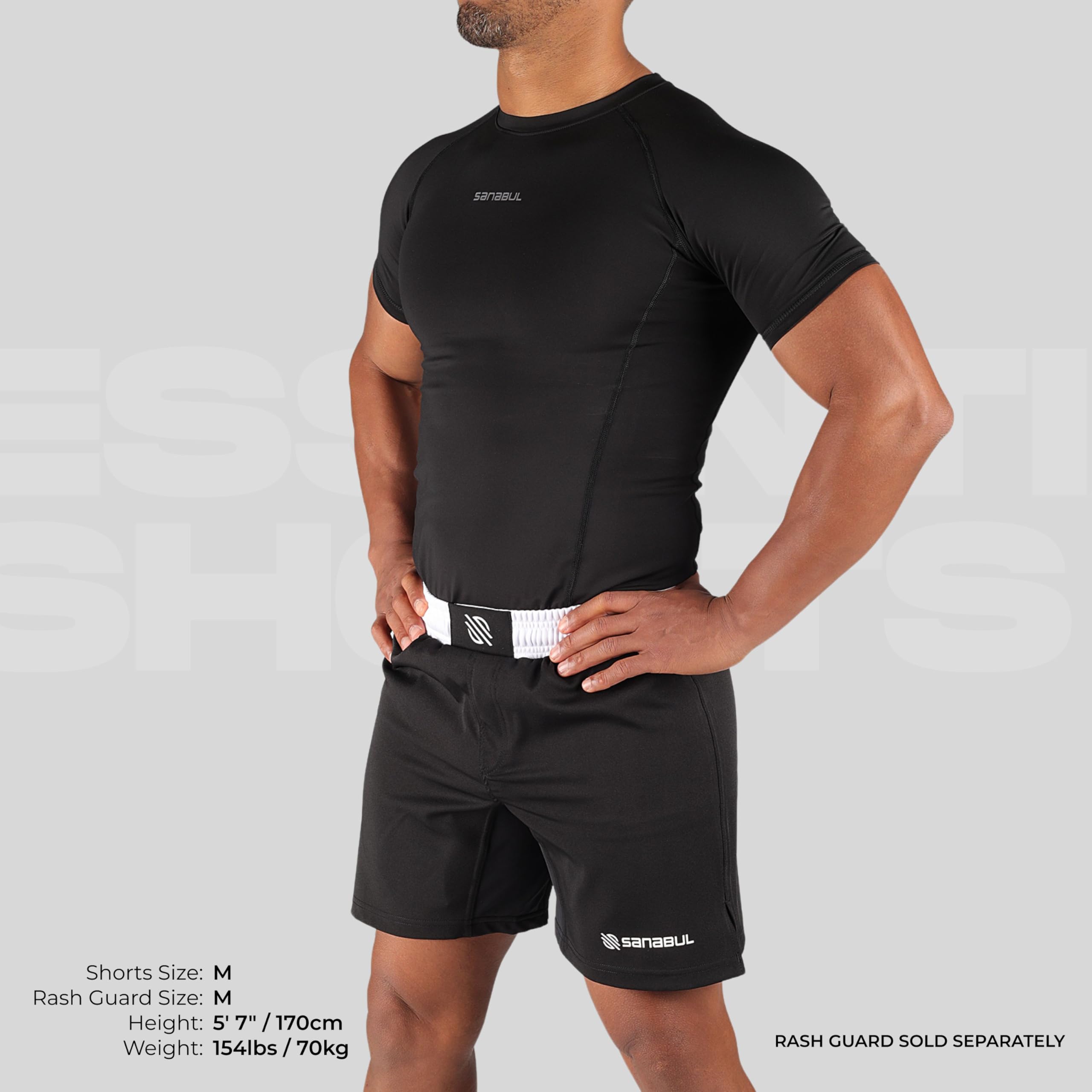 Sanabul Essential MMA Shorts for Men Boxing No Gi Jiu Jitsu Grappling BJJ Shorts, White 36 inch W