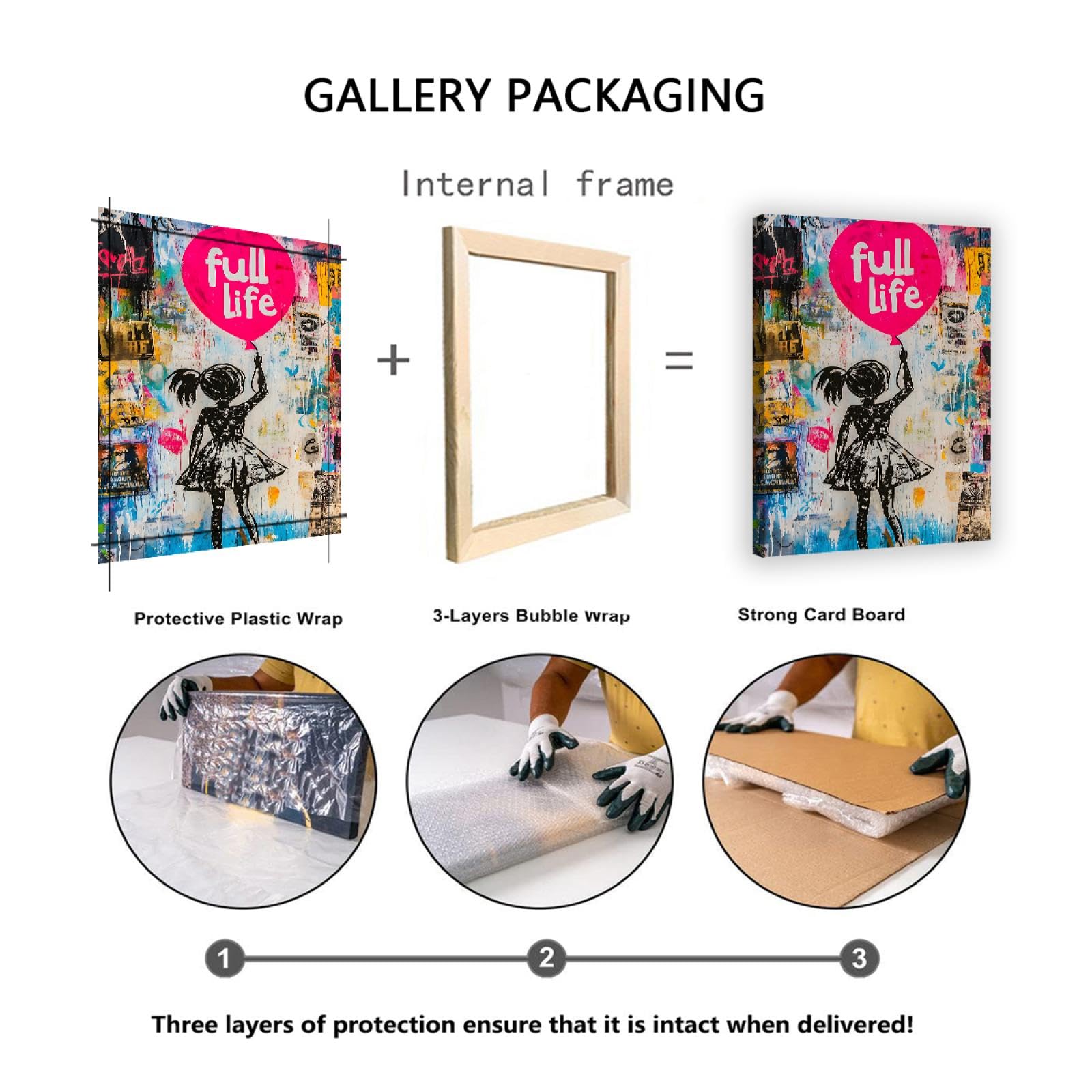 UIRINGART Full Life Wall Decor Hip Hop Style Street Graffiti Art Balloon Girl Canvas Print Picture Poster per soggiorno Camera da letto Sala giochi 35x55cm Innerframe