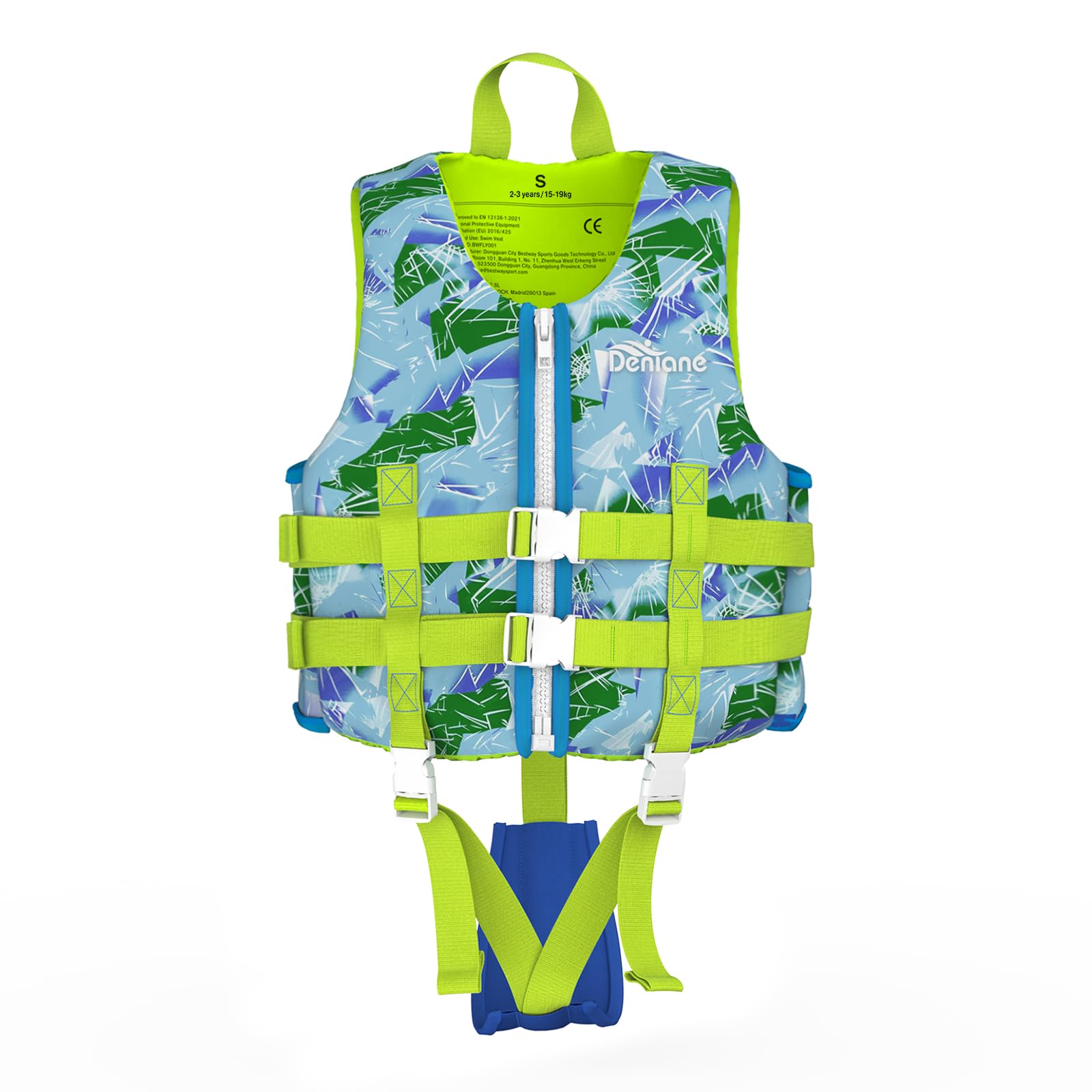 Swim Vest for Kids, 2-3 Years Toddler Swimming Float Vest, Children Training Buoyancy Aid with Collar Handle Safety Reinforced with Adjustable Safety Strap for Girls Boys - BLUE/S (33-42 lb)