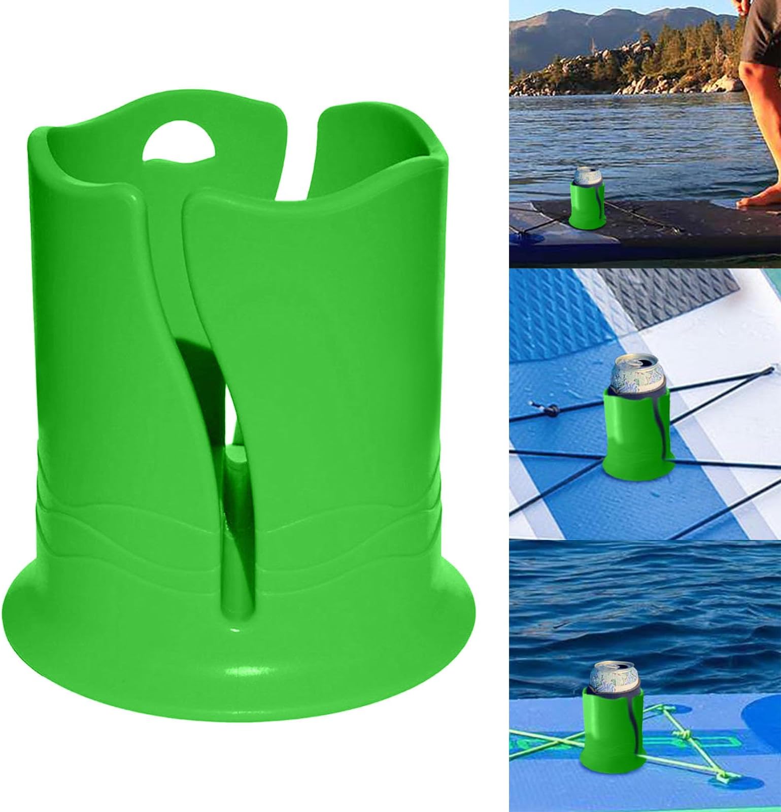 1 Pack Kayak Cup Holder, Large Container Paddleboard Accessories Multi-Functional, Suitable for Storing Phone, Glasses, Snacks, Keys, Fishing Accessories (4.13" L x 4.13" W x 4.25" H) (Green)
