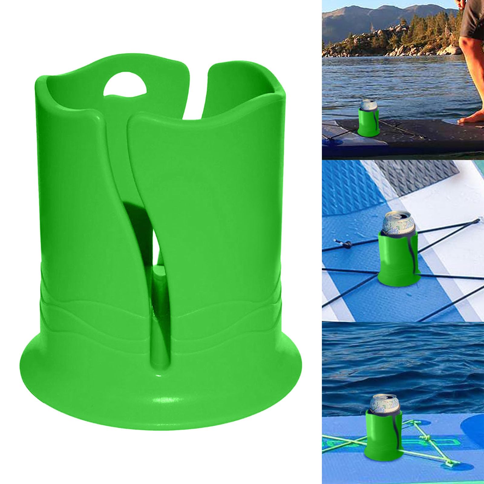 1 Pack Kayak Cup Holder, Large Container Paddleboard Accessories Multi-Functional, Suitable for Storing Phone, Glasses, Snacks, Keys, Fishing Accessories (4.13" L x 4.13" W x 4.25" H) (Green)