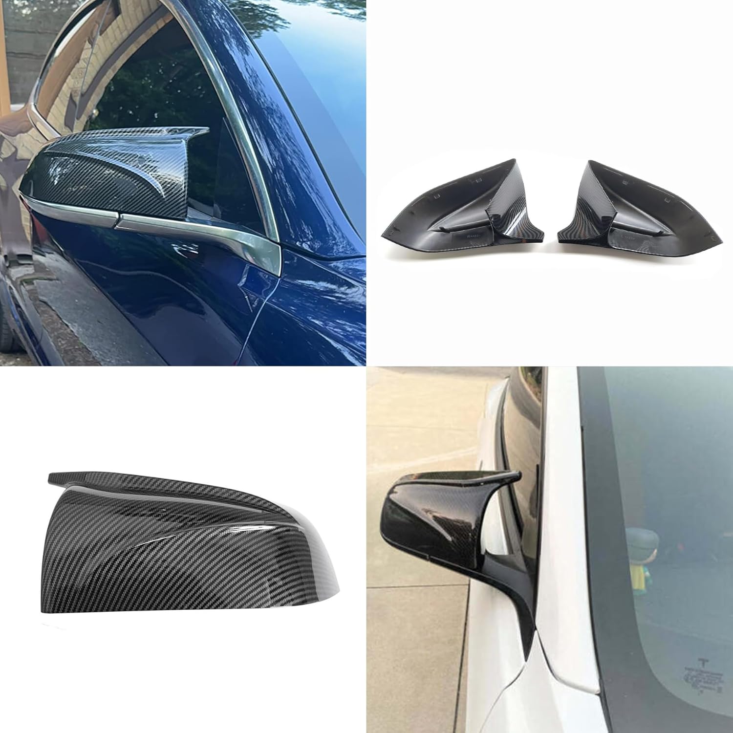 Door Rearview Mirror Cover Cap Fit for Tesla Model 3 2017 2018 2019 2020 Side Mirror Covers Caps Trim Carbon Fiber Style 1 Set