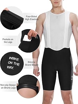 Men's Cycling Bib Shorts - 4D Padded With Pockets (UPF 50+)