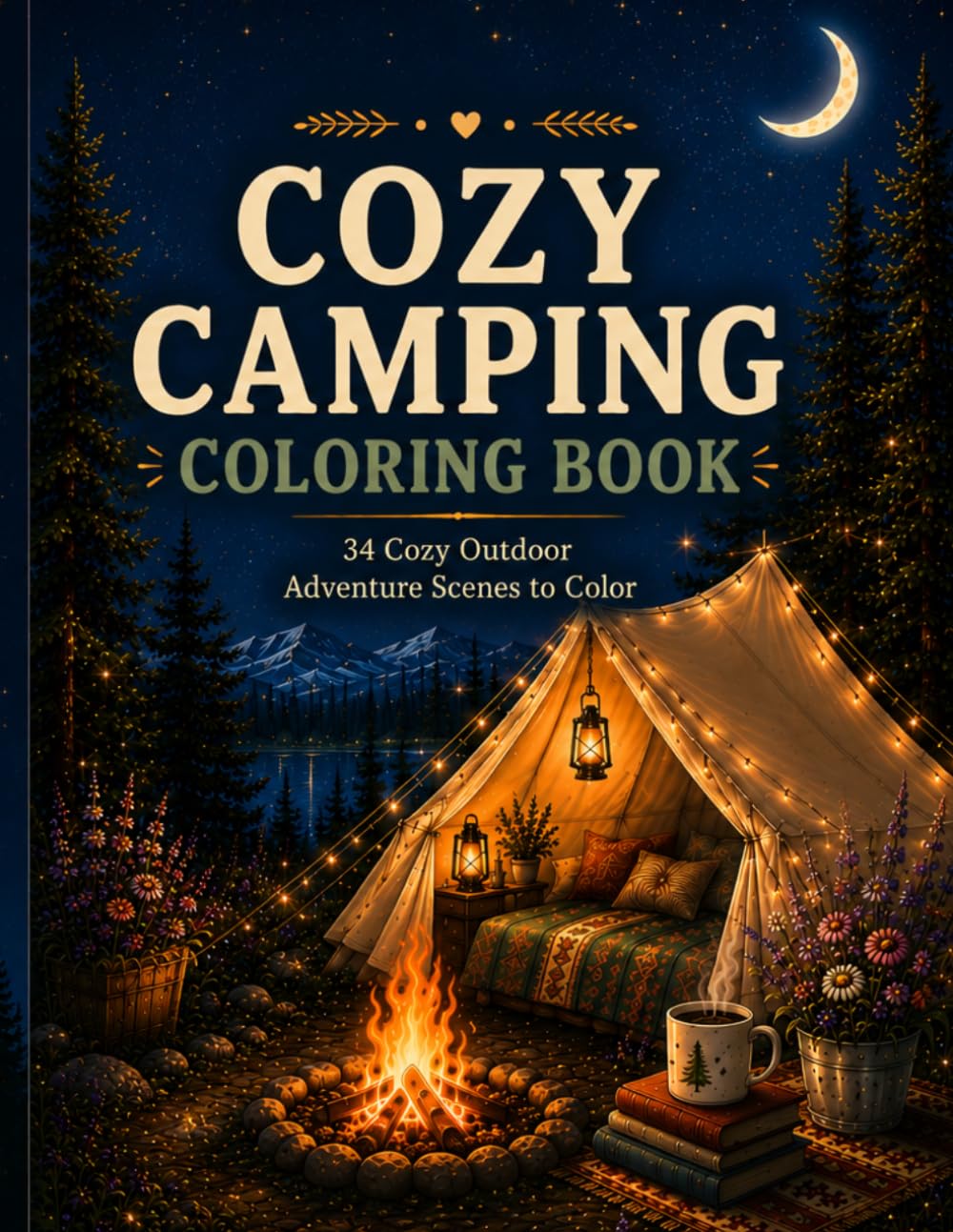Cozy Camping Coloring Book: 34 Relaxing Outdoor Adventure Scenes to Color