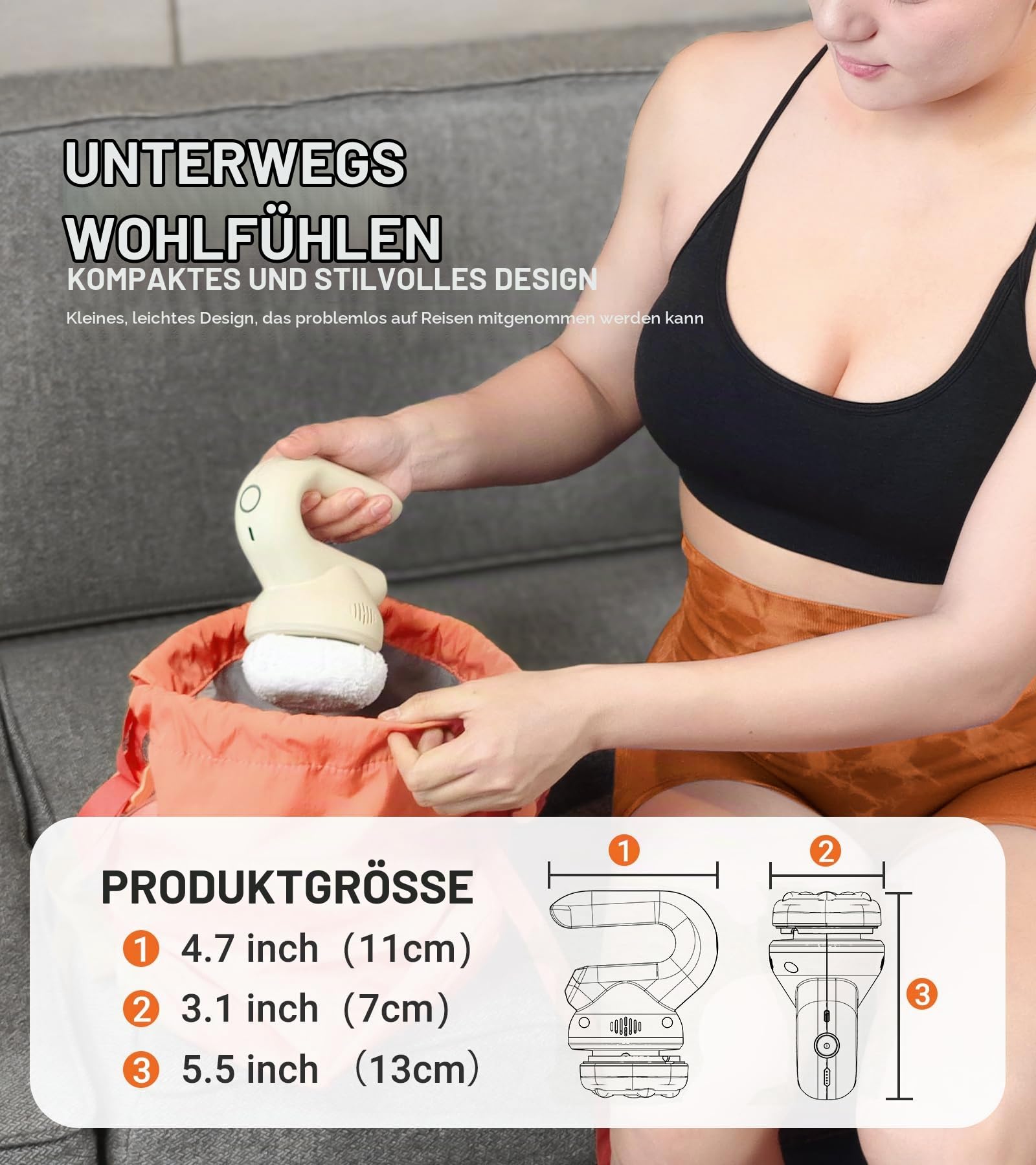 Prime Mini-Massagegerät - Deep Tissue Rückenmassagegerät mit rotierenden und vibrierenden Therapie, einstellbare Multi-Speed-Trigger-Punkt-Massage-Tool für Schmerzlinderung