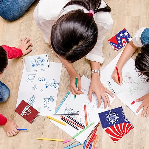 Miniatura 7 de ArtCreativity Bloc de notas patriótico, paquete de 12 mini cuadernos en espiral con diseño patriótico, bloc de notas pequeños para niños y adultos,