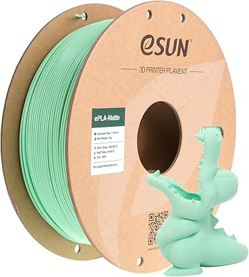 17 – eSUN Matte PLA Filament 1.75mm, Matte 3D Printer PLA Filament, 1KG Spool 3D Printing Filament for 3D Printers, Paper Reel, Mint Green