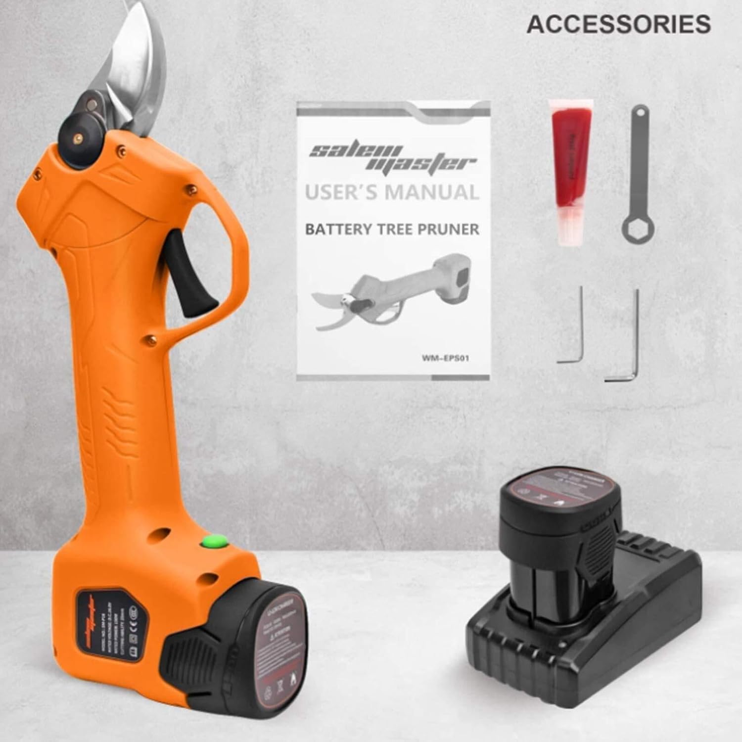 Professional Cordless Electric Pruning Shears, 25mm Cutting Diameter, 1 Pack 2Ah Lithium Battery, 6-8 s Working Time, Powered Tree Branch Pruner