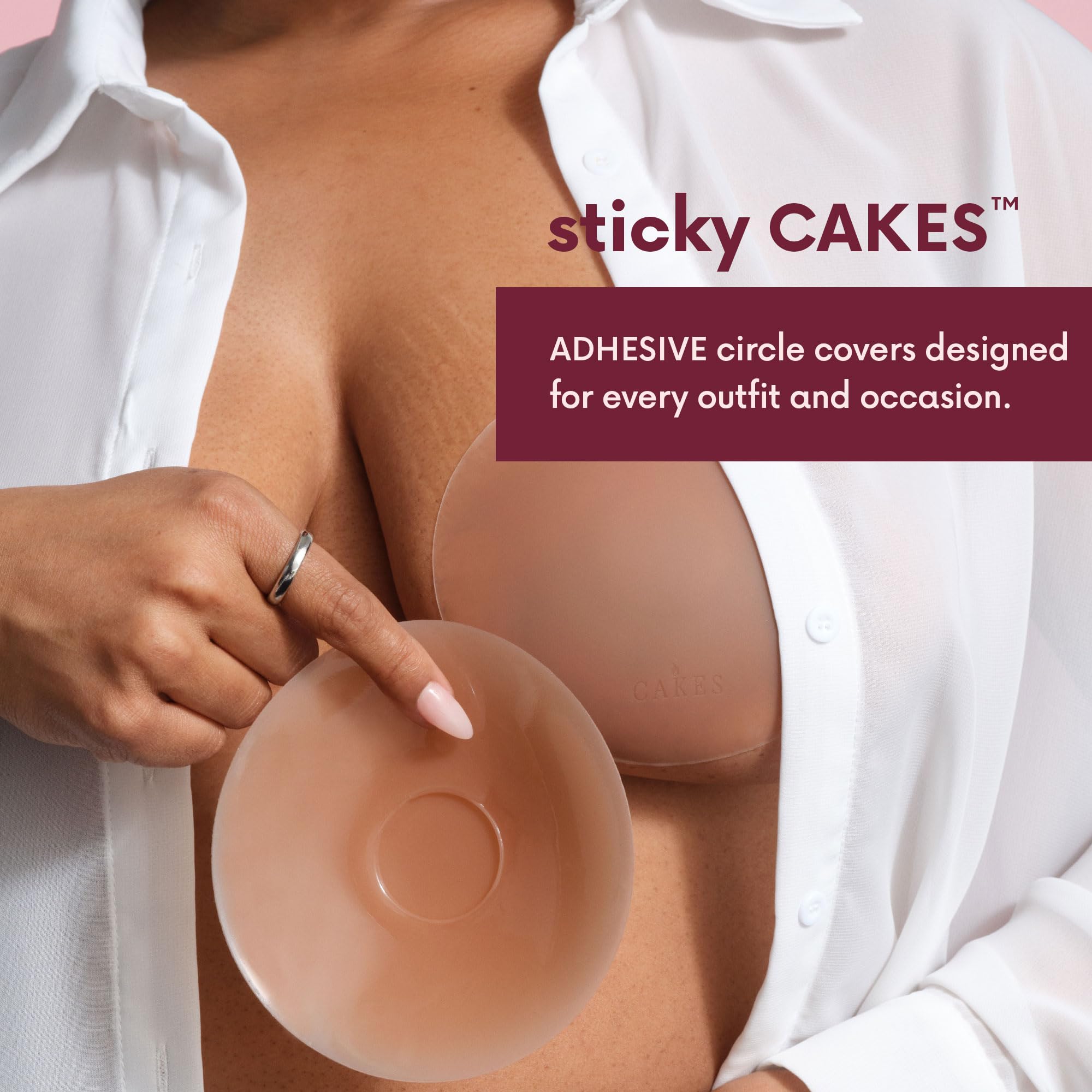 Condition photo showing New/Like New for cakes body® sticky circle nipple covers for women - the viral sticky boobs with an adhesive-free nip nook™