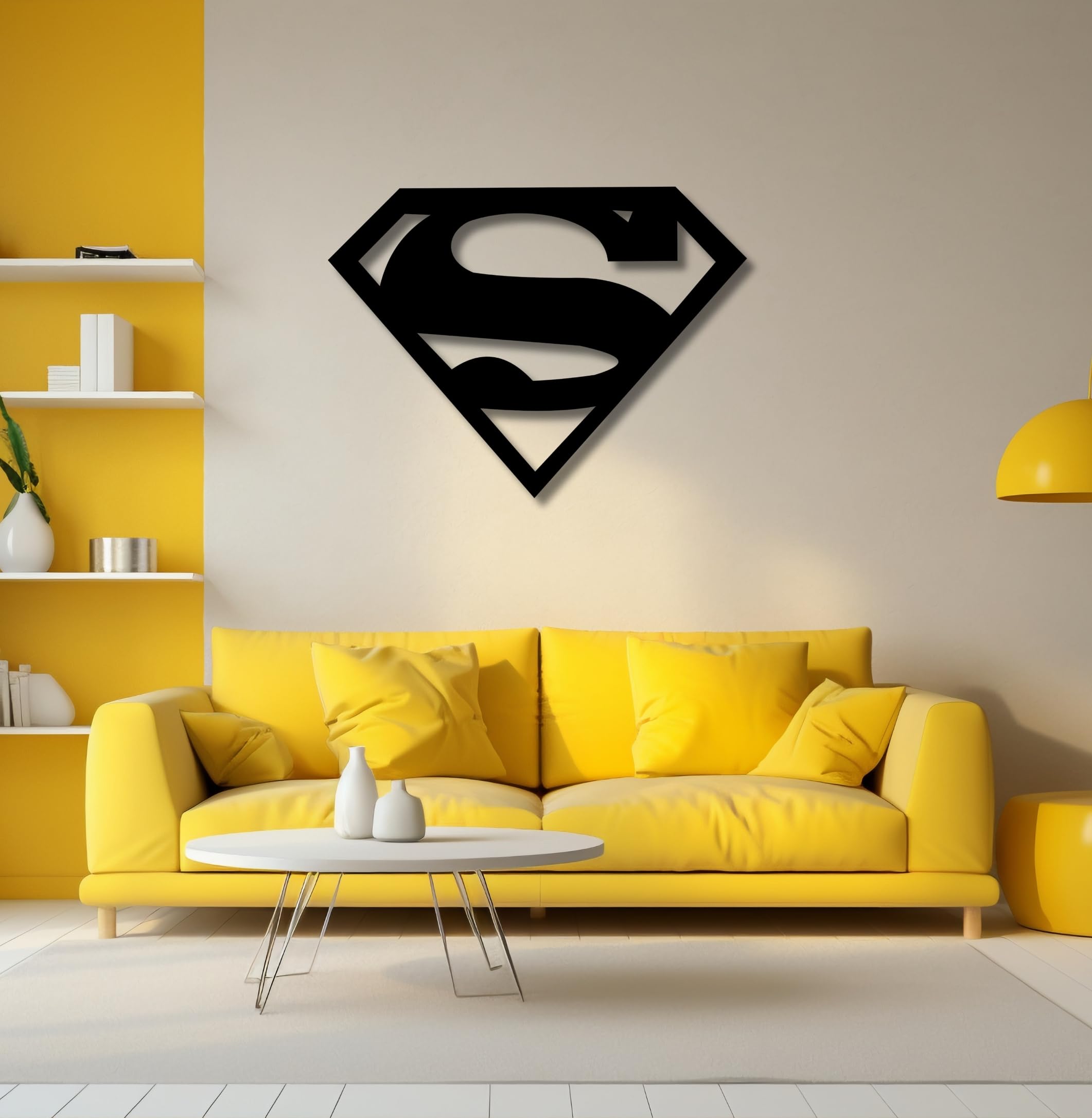 TWIGGY Superman Logo Wooden Wall Art – Stylish Superhero Wall Decor for Home, Office & Living Room