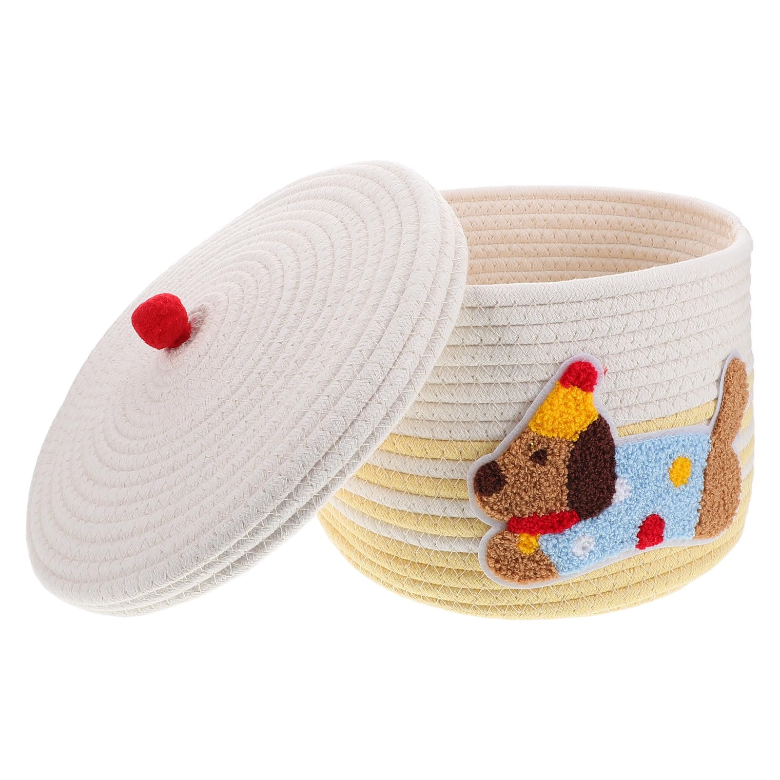 Abaodam Panier de Rangement Voiture en Coton Tissé avec Couvercle Anti-poussière, Grand Panier Décoratif de Chien, Organisateur Élégant pour Intérieur de Voiture