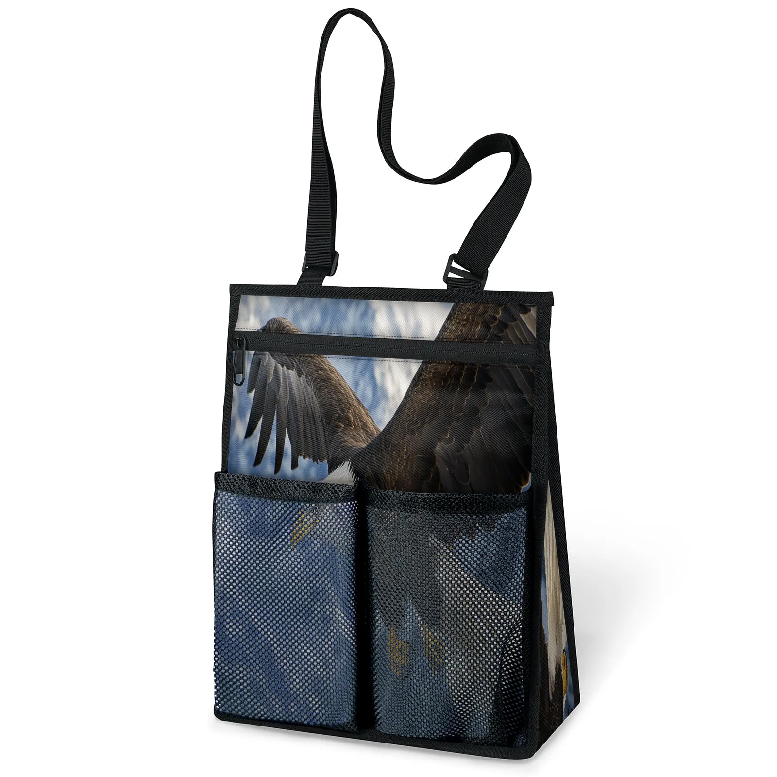Ourtheme Bald Eagle Flying Portable Shower Bag for Travel Gym Camp Beach Tote Shower Caddy Bags Hanging Toiletry