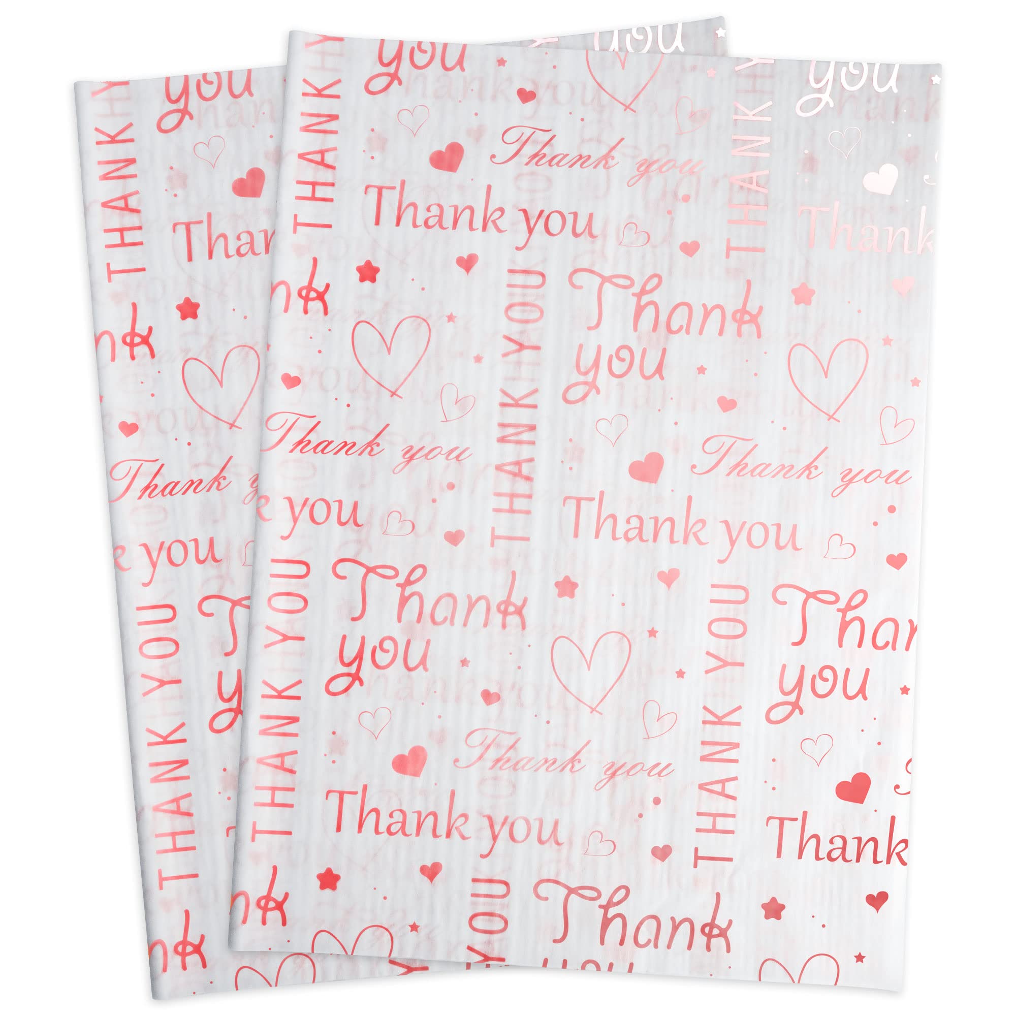 Hi Sasara 100 Sheets Thank You Tissue, Bulk Packaging for Small Business & Gift Bags, 14 x 20 Inch (Pink)
