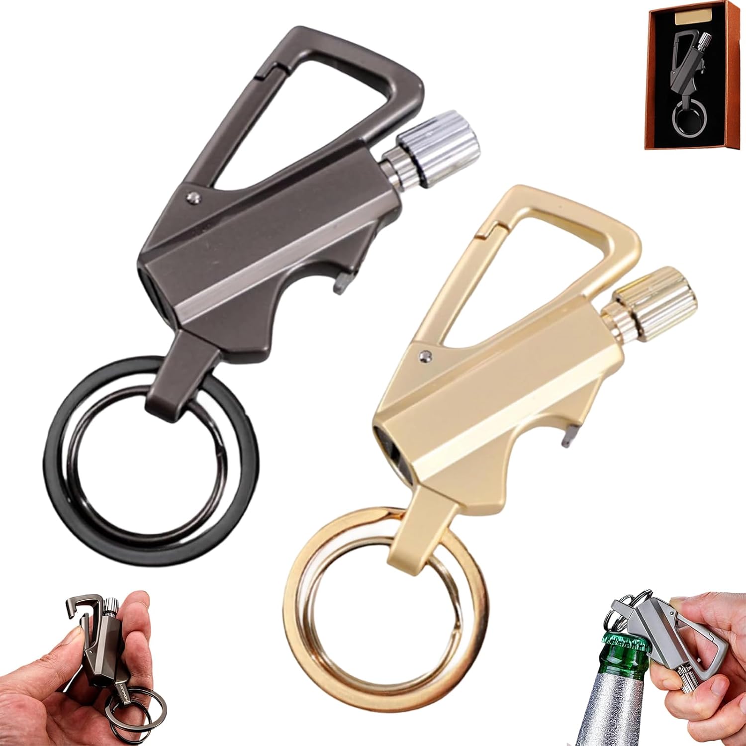 3 in 1 Infinity Lighter, Permanent Match Infinity Lighter with Multitool Keychain Bottle Opener, Car Keychain Kerosene Lighters Matches, Reusable Waterproof Windproof (All)