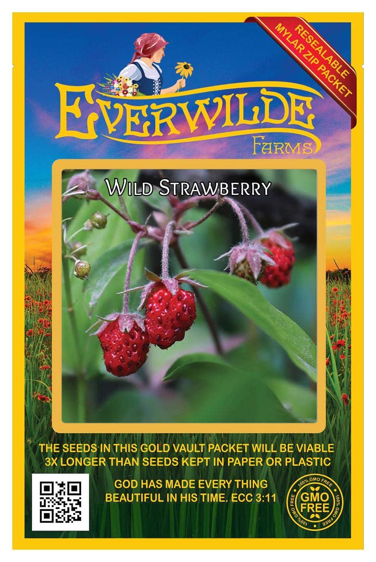Everwilde Farms - 30 Wild Strawberry Native Wildflower Seeds - Gold Vault Seed Packet