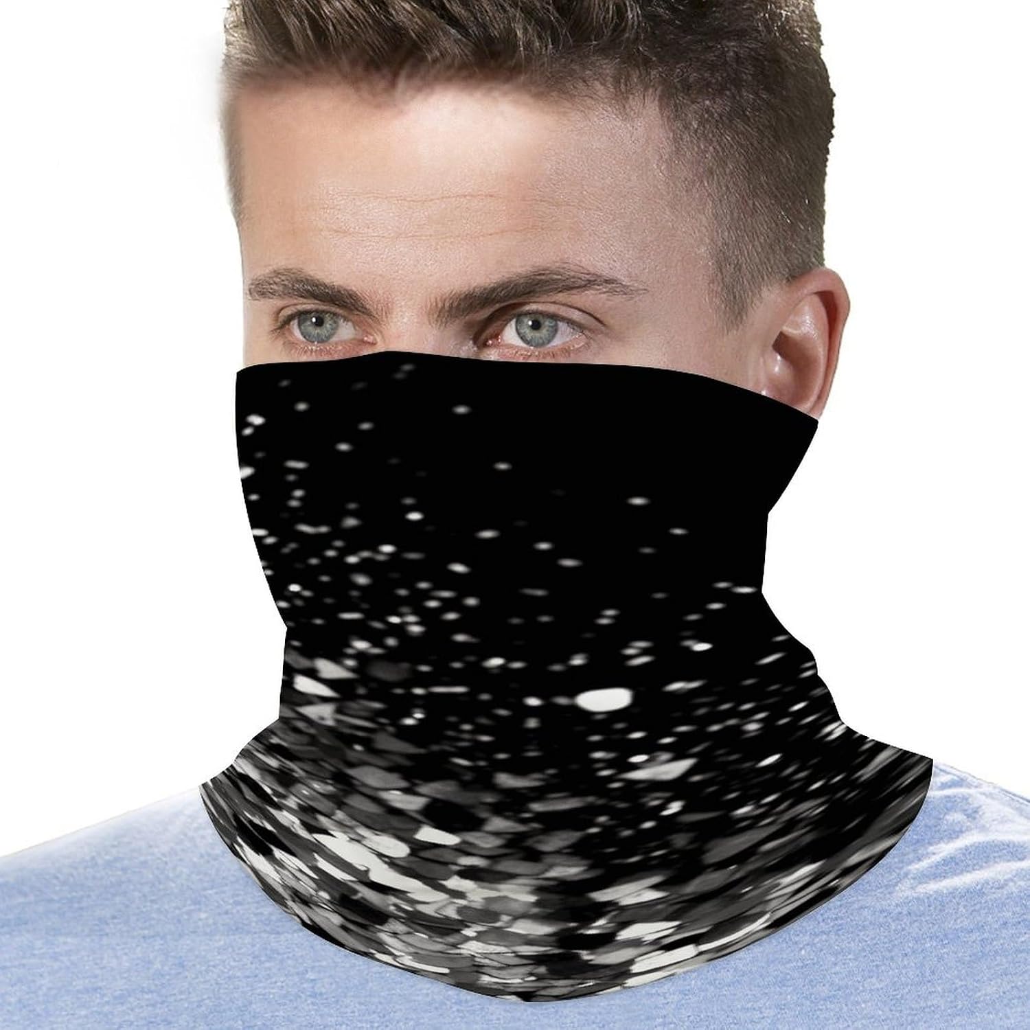 Neck Gaiter Face Mask for Cold Weather Black White Glitter Face Cover Scarf for Men Women Elastic Headbands Wind-proof Bandana for Skiing Fishing Hiking Cycling