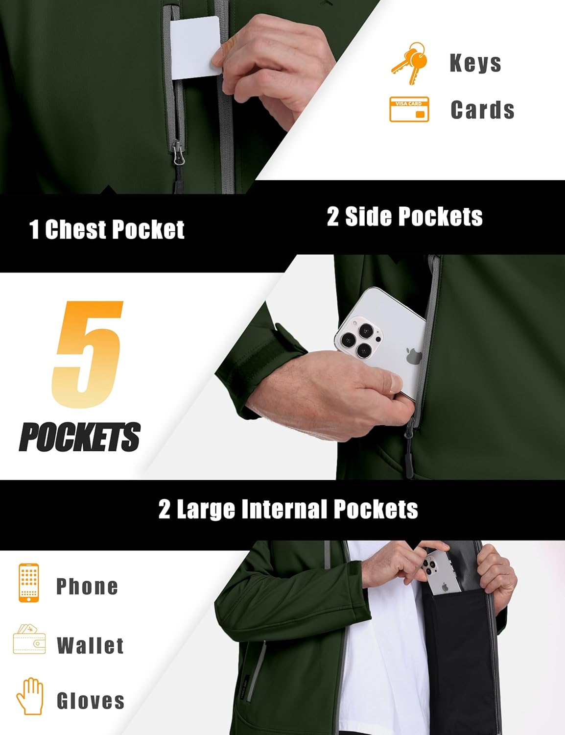 Little Donkey Andy Men’s Softshell Jacket with Removable Hood, Fleece Lined - Image 6