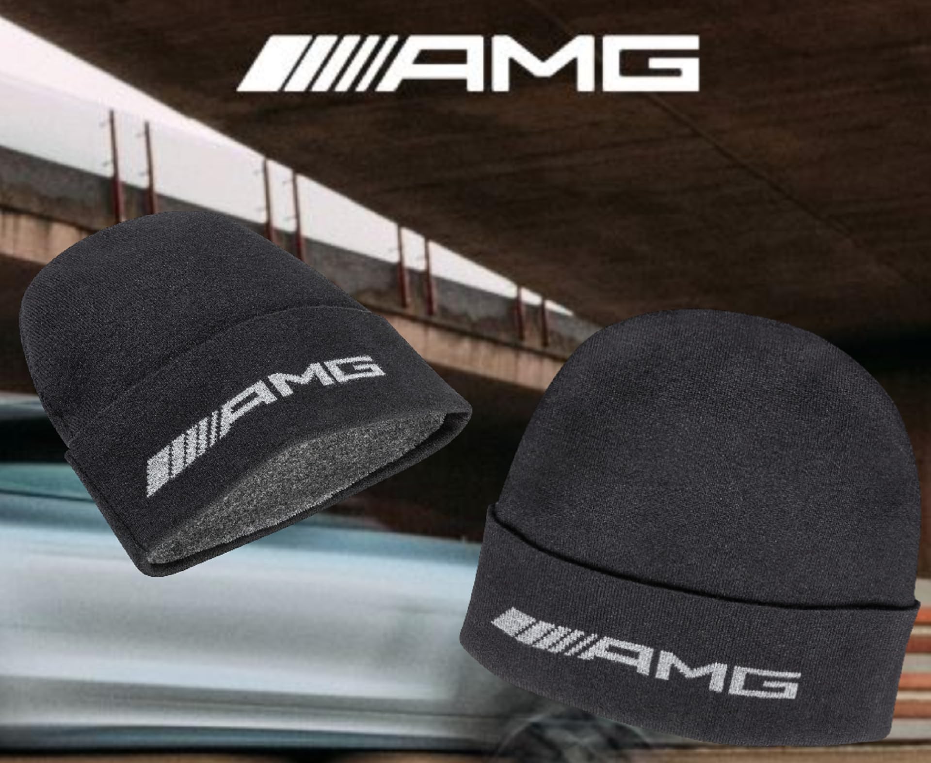 Mercedes-Benz AMG Strickmütze, Unisex schwarz Baumwolle Bio Merinowolle Polyamid