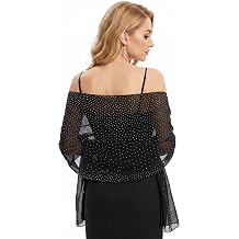 Womens Pashmina Shawls & Wraps Scarf for Evening Dresses,Rhinestones Chiffon Sparkly Scarf for Wedding Bridal Dress