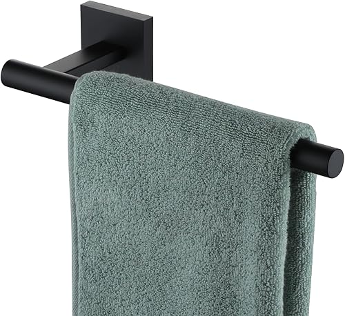 KOKOSIRI Barra para Toallas de Mano en Negro Mate, Accesorios de Baño de Acero Inoxidable, Soporte de Toallas para Pared, para Gabinete de Cocina y