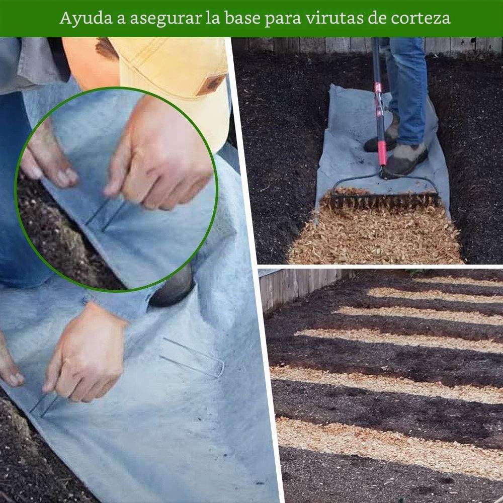 ANSIO Paquete de 100 Galvanizado en Forma de U piquetas - 150mm/6, Grapas Jardin Anclas de Suelo Camping Piquetas Ideal para Cesped Artificial, Tela Antihierbas