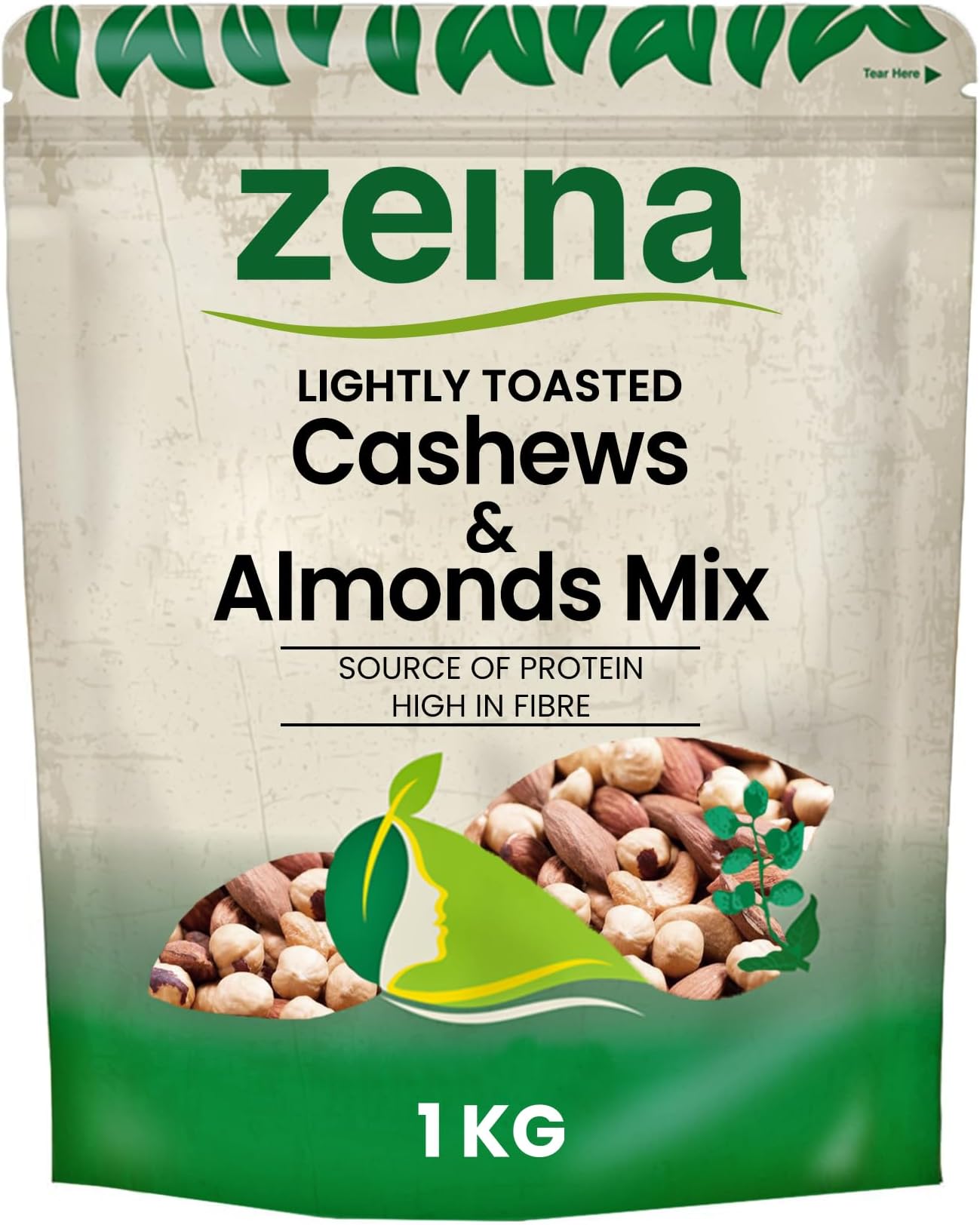 Zeina Lightly Toasted Cashews and Almonds Mix (1Kg) - Gluten Free Healthy Snacks, Packed with Fibre, Protein, Vitamins and Minerals, Great for Coocking and Backing